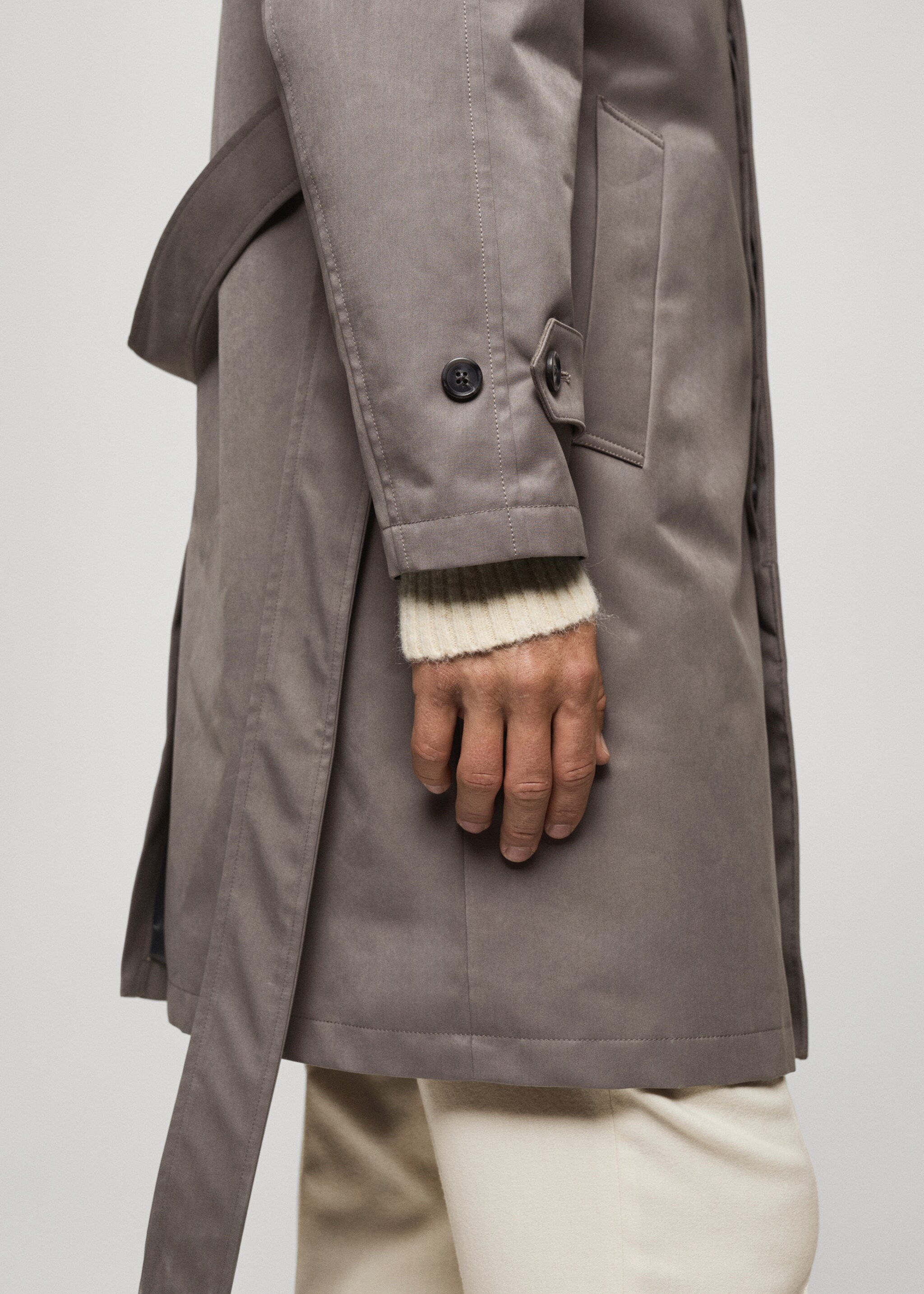 Belted trench coat with brushed finish - Details of the article 6