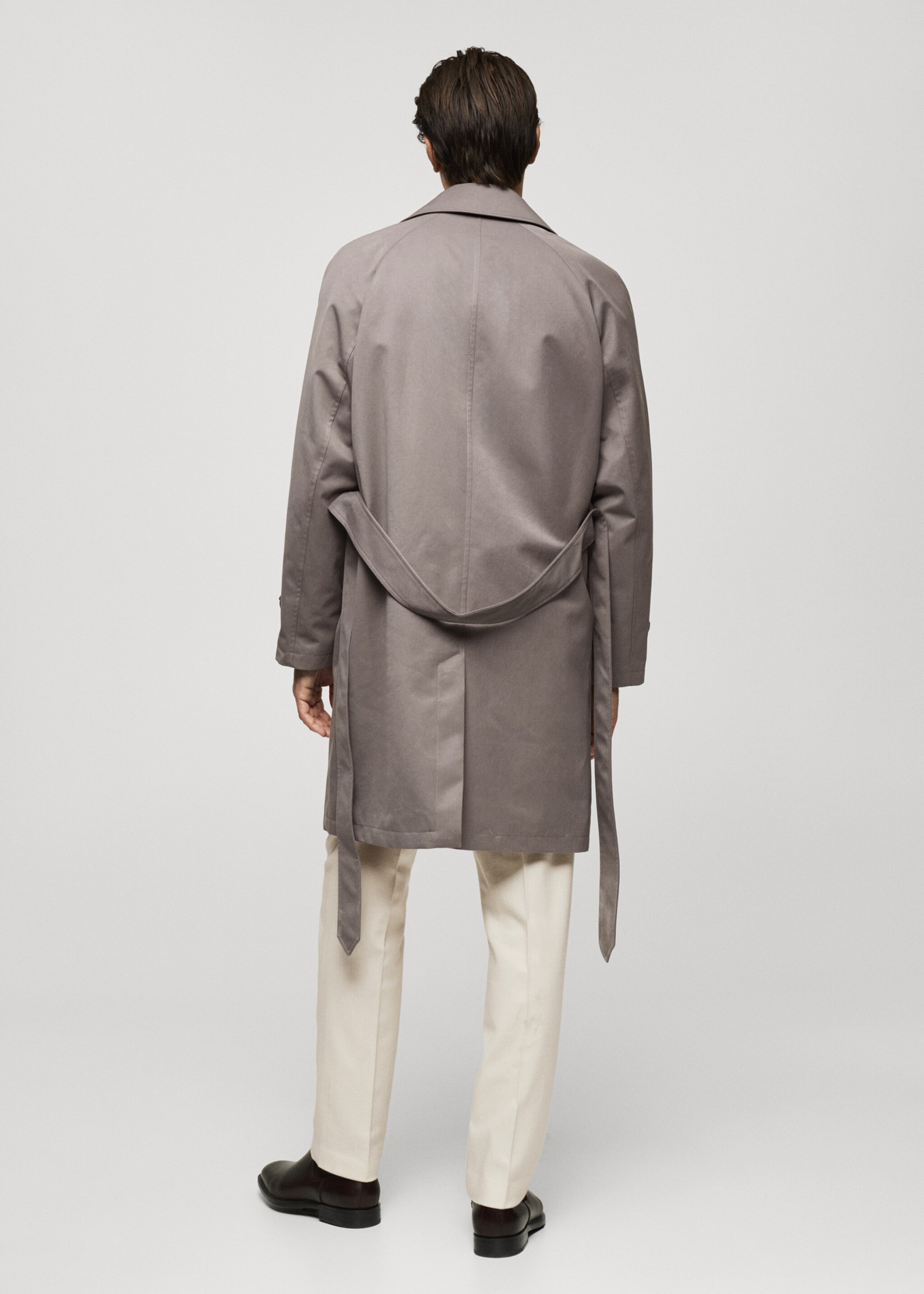 Belted trench coat with brushed finish - Reverse of the article