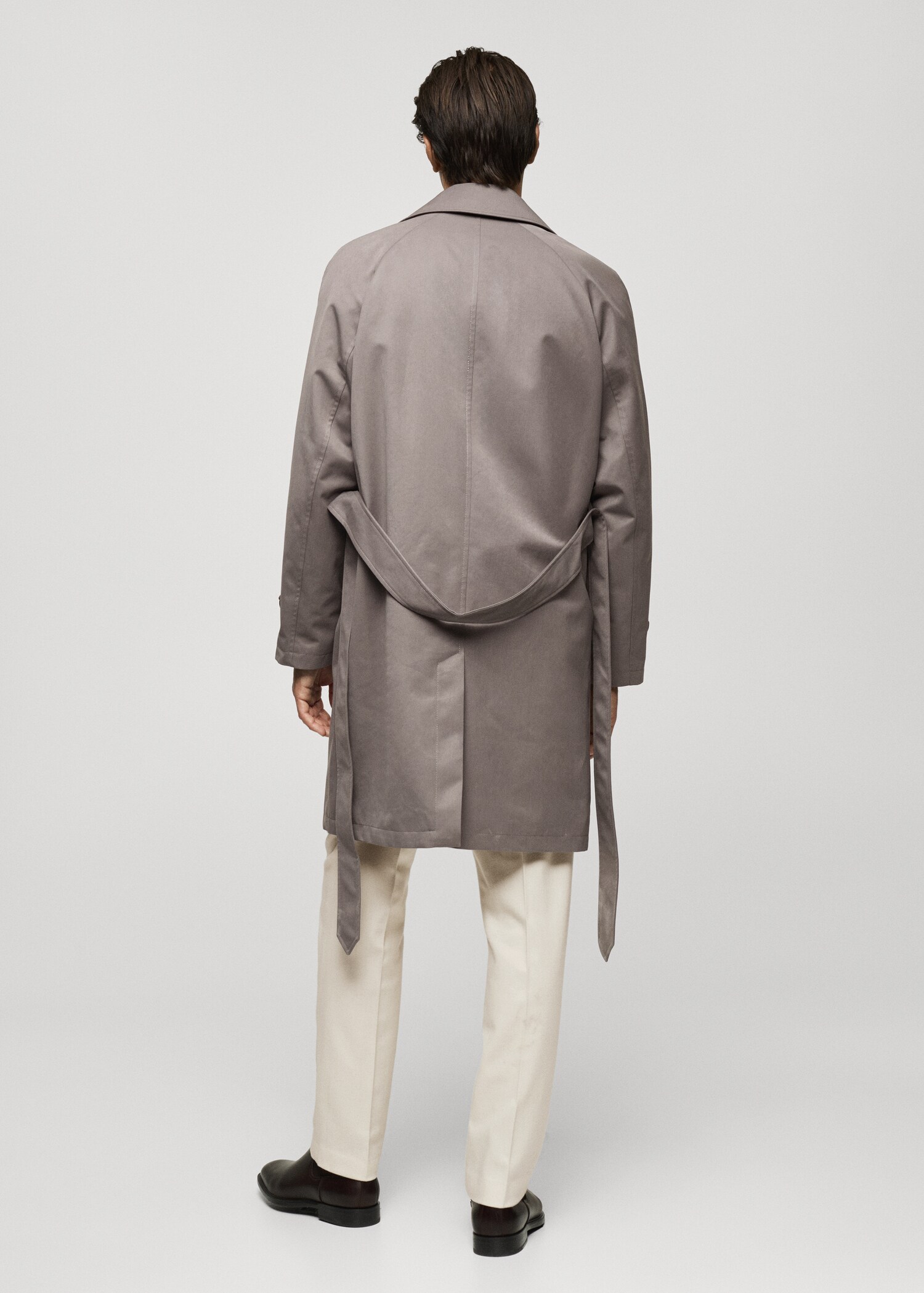 Belted trench coat with brushed finish - Reverse of the article