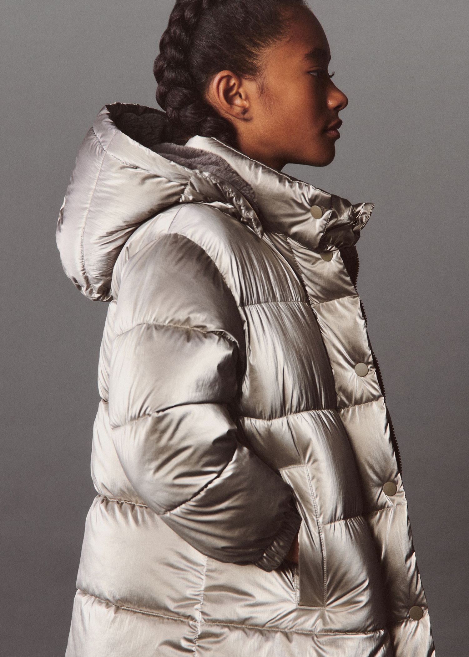 Metallic puffer jacket - Main Image