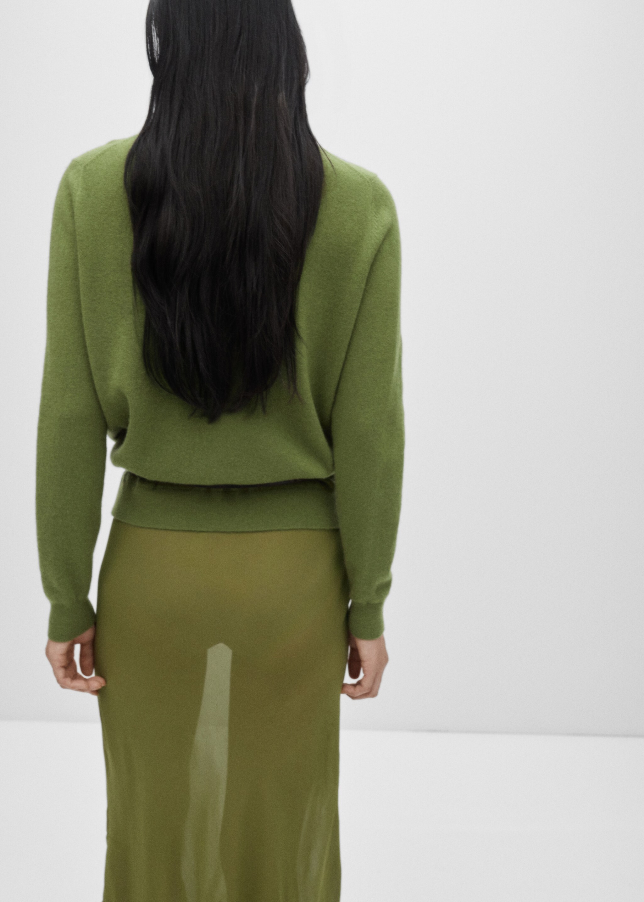 Pull-over 100 % cachemire col montant - Verso de l’article, Vert. Ref: 77078263-00.