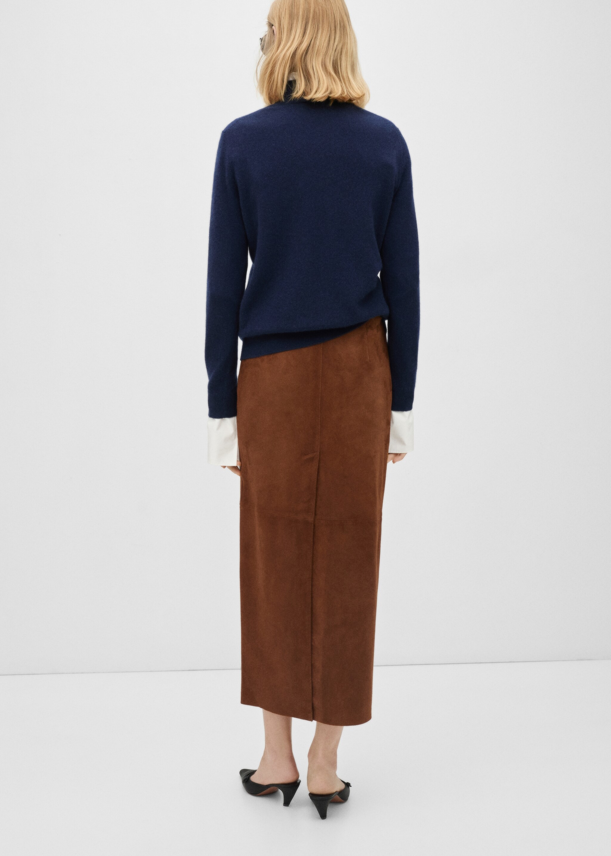 Pull-over 100 % cachemire col montant - Verso de l’article, Bleu marine foncé. Ref: 77078263-00.