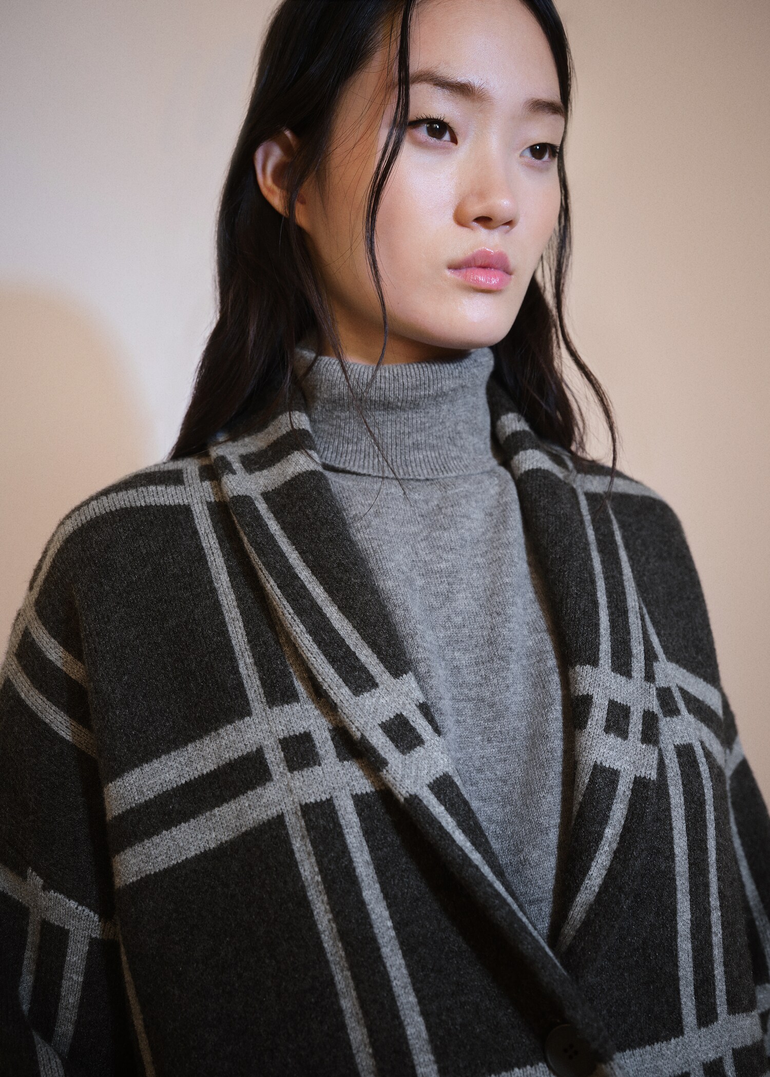 Jassen Geruit Overshirt Dames Geruite Gebreide Jas Dames