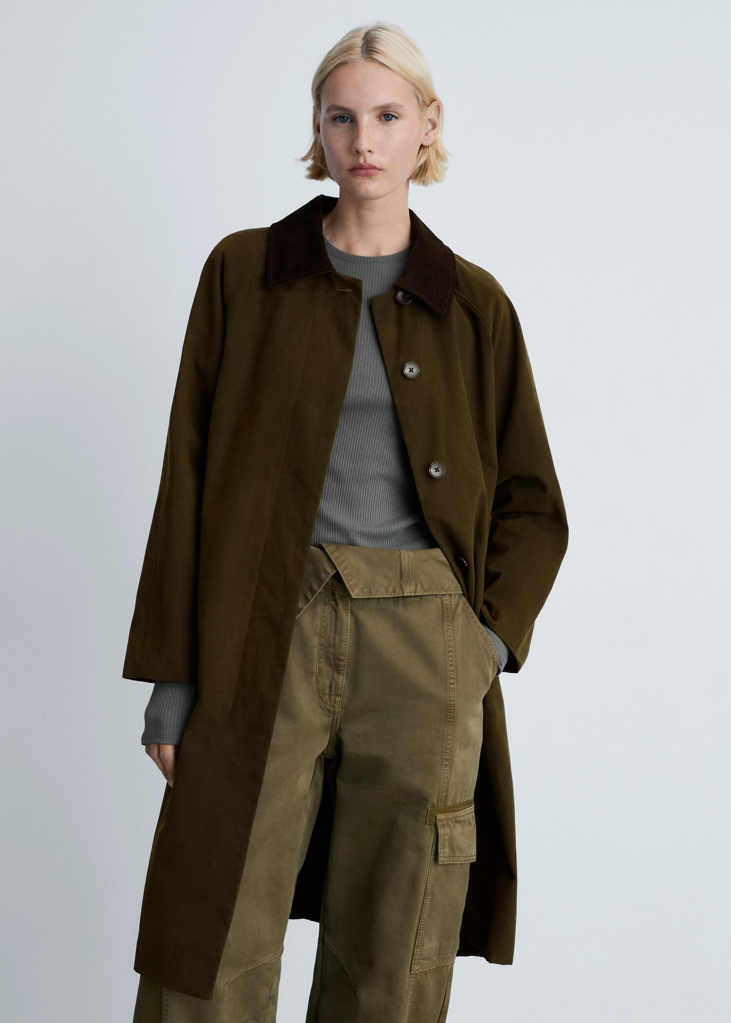 Long corduroy collar parka - Medium plane