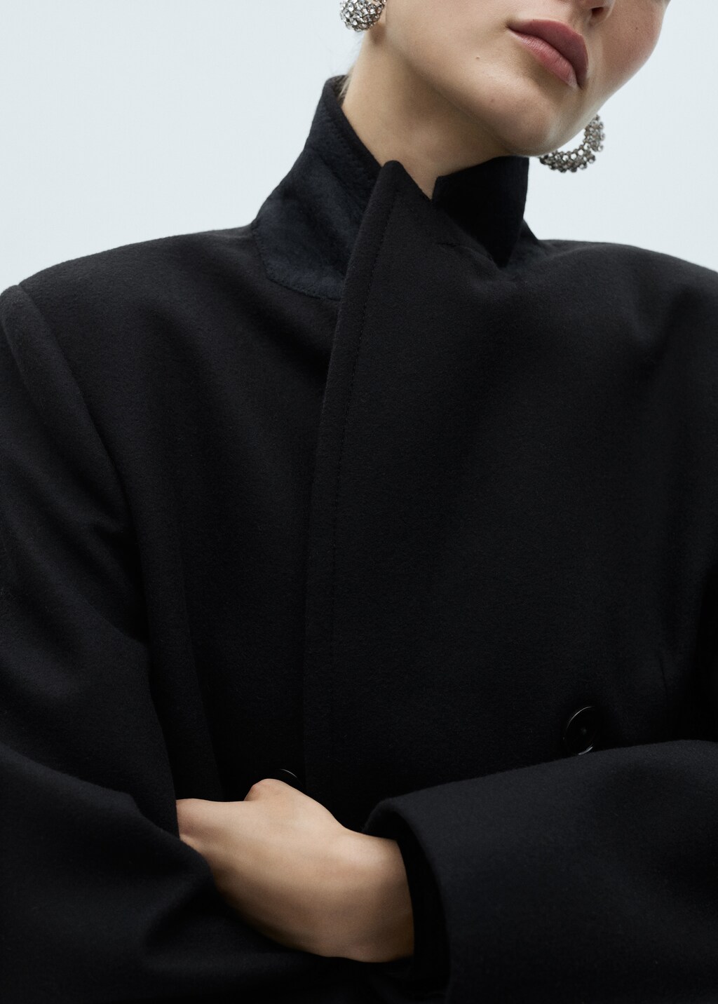 Double-breasted wool coat - Women | MANGO Japan