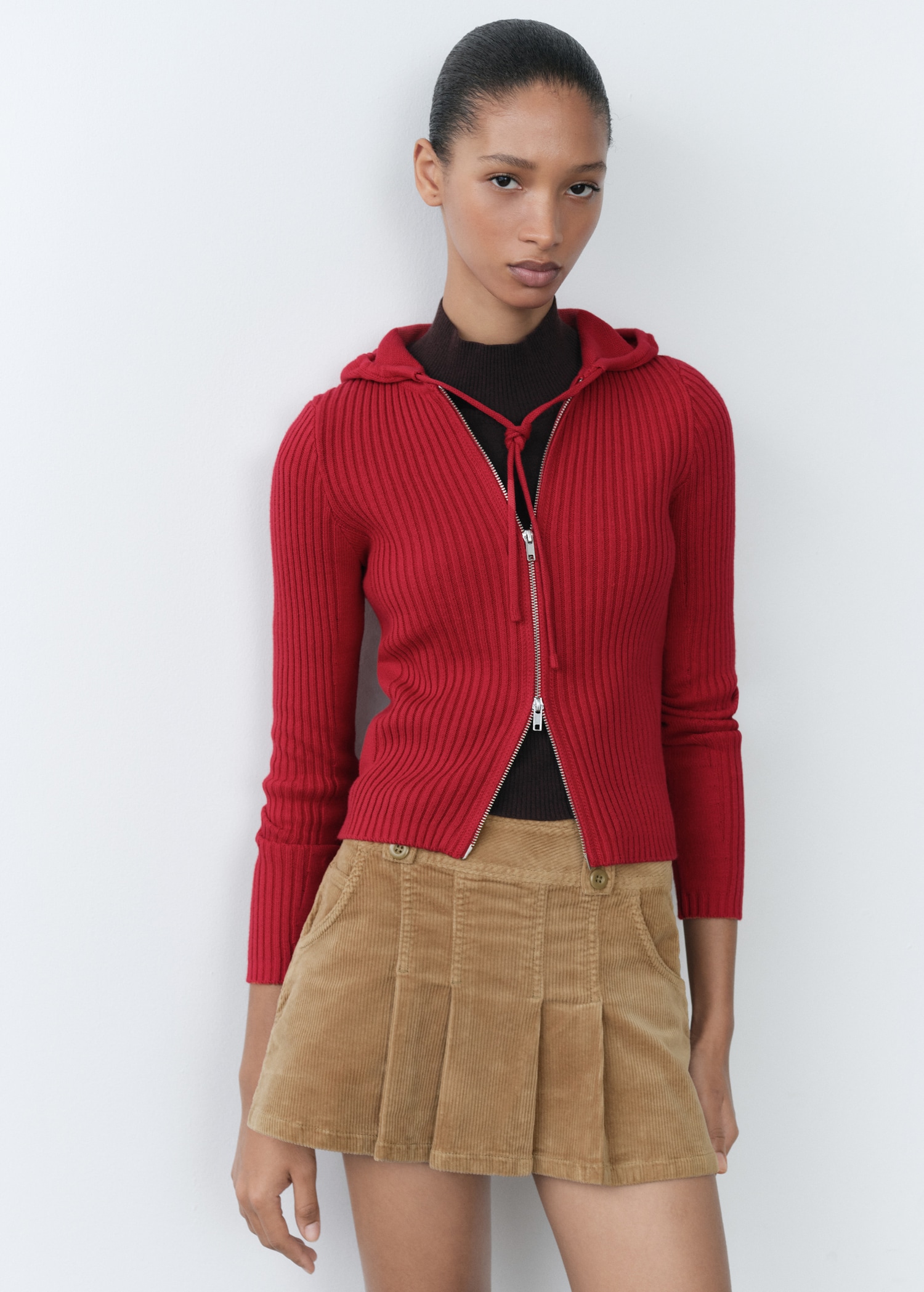 Ribbed hooded cardigan Women MANGO Georgia1