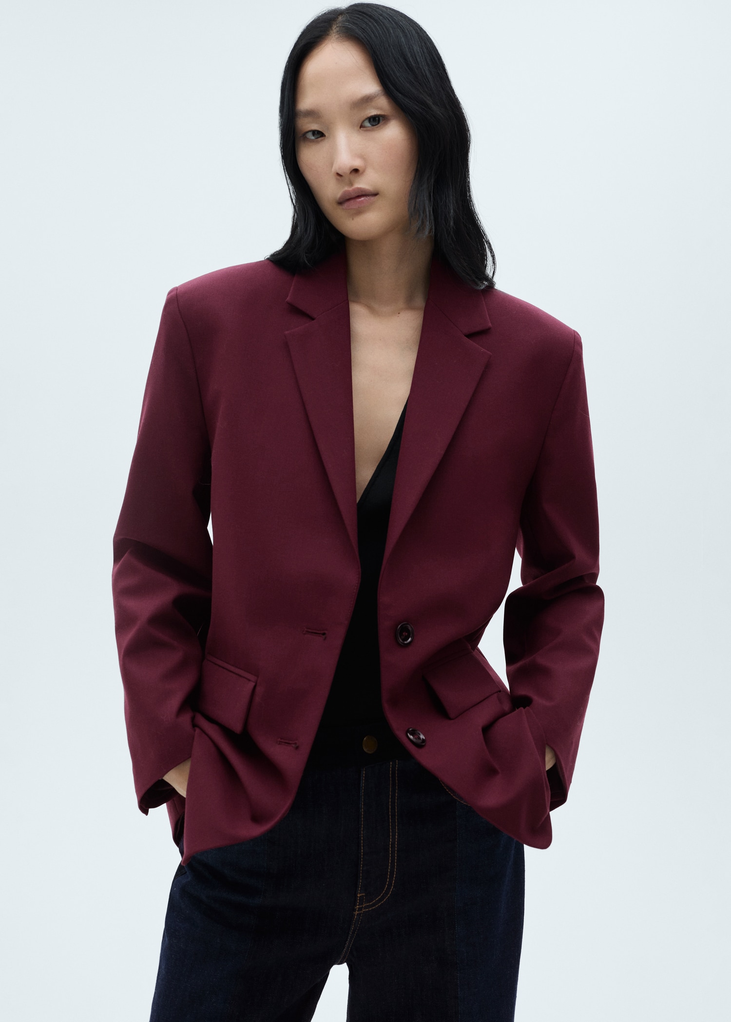Wool jacket with pronounced shoulders - Medium plane