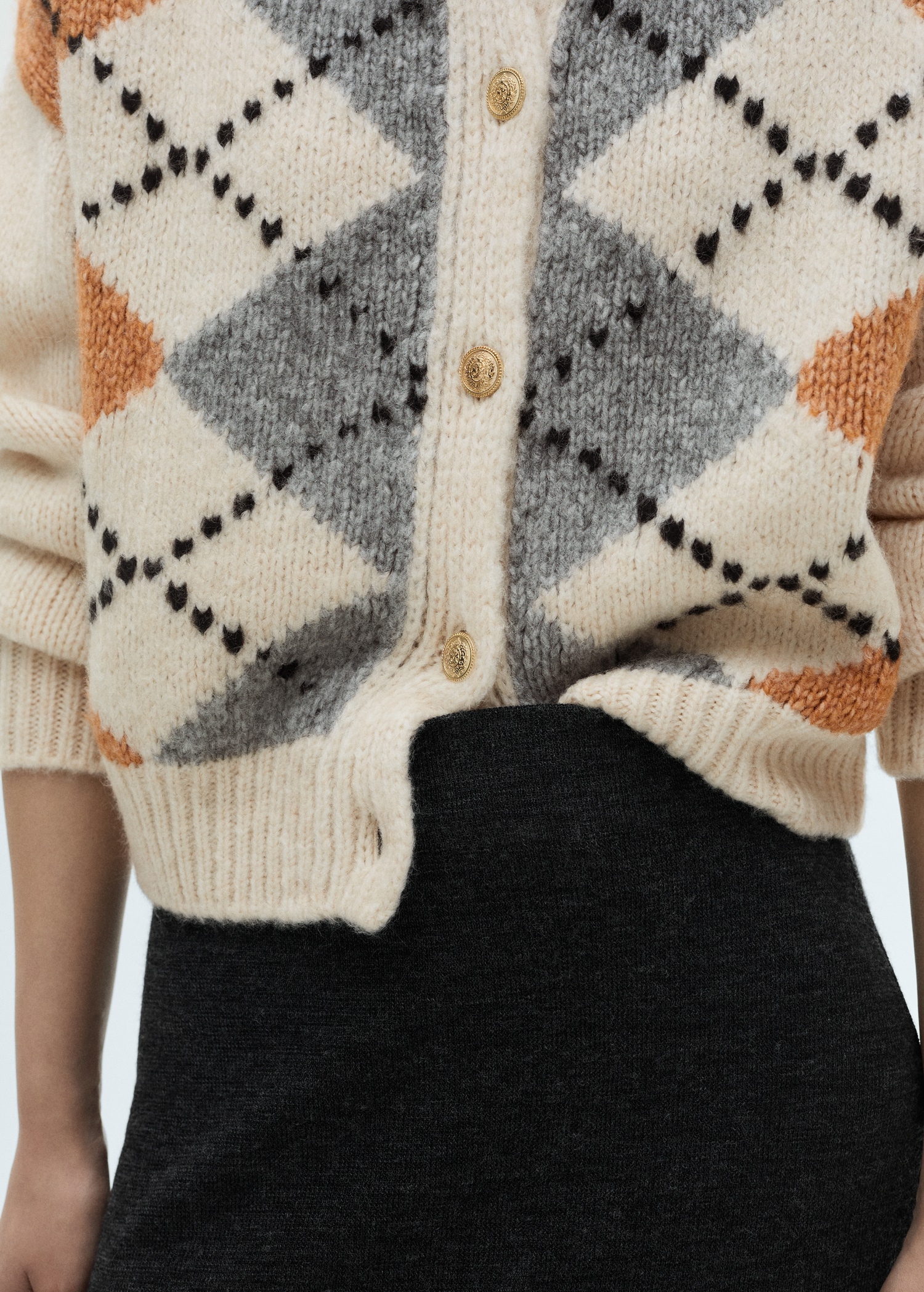 Jacquard Pull A Losange Cardigan Pull Avec Losange Cardigan