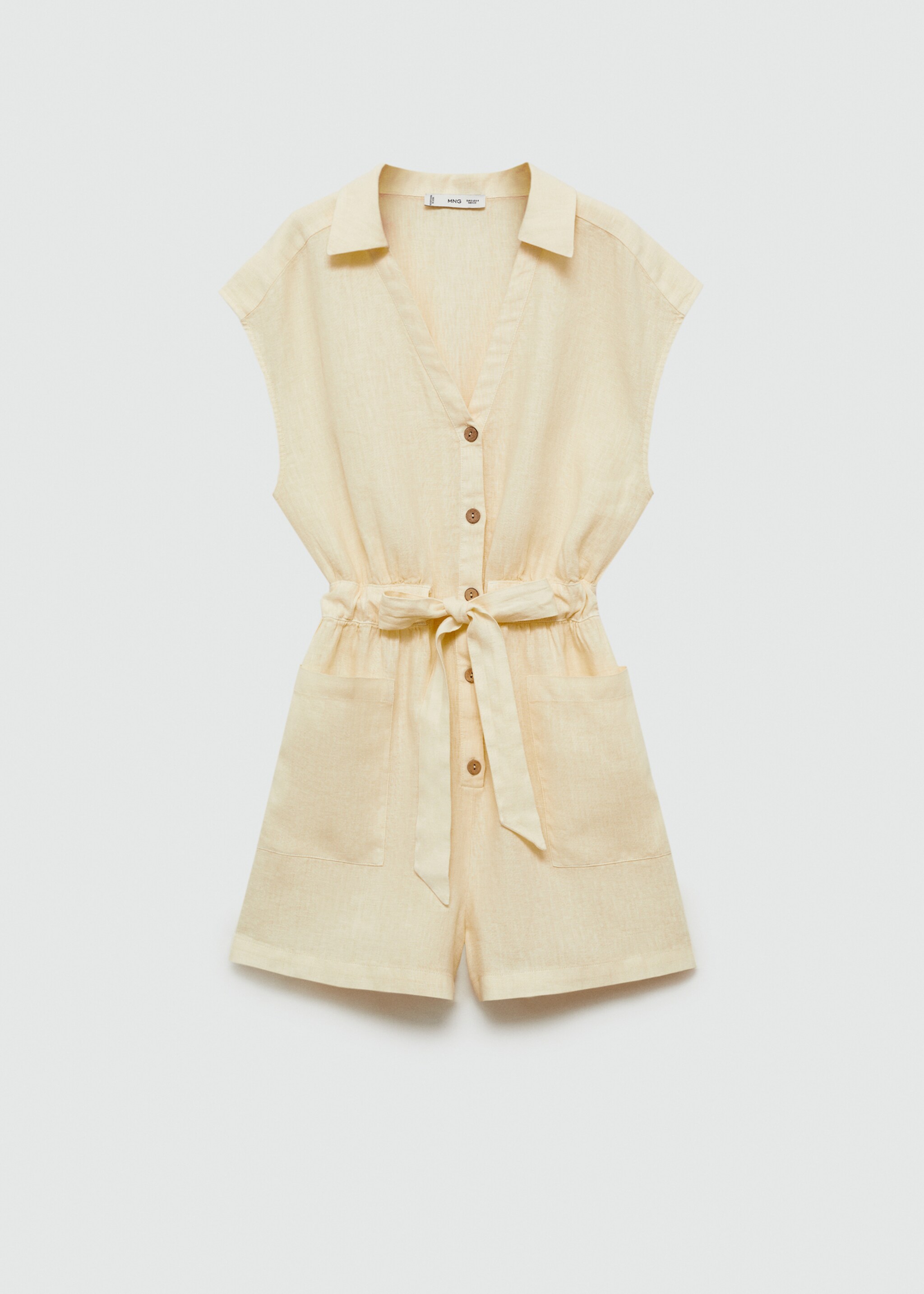Short linen jumpsuit with bow - Article without model