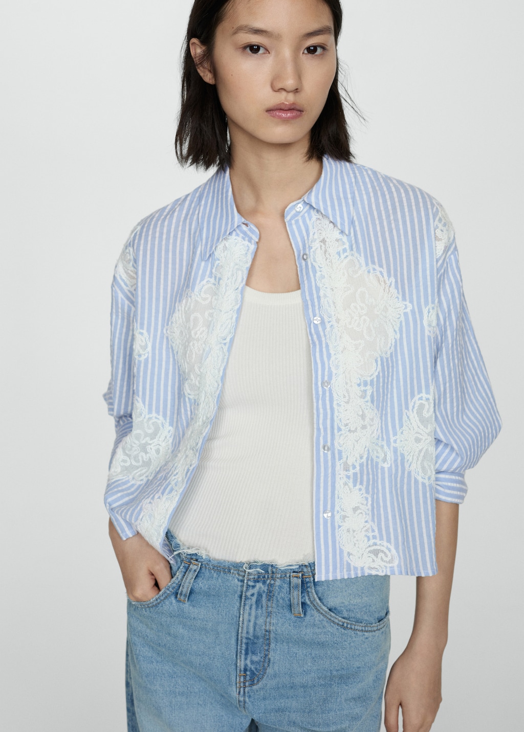 Chemise rayee brodee