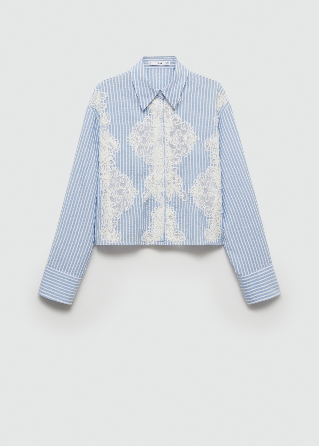 Mango Embroidery striped shirt thumbnail