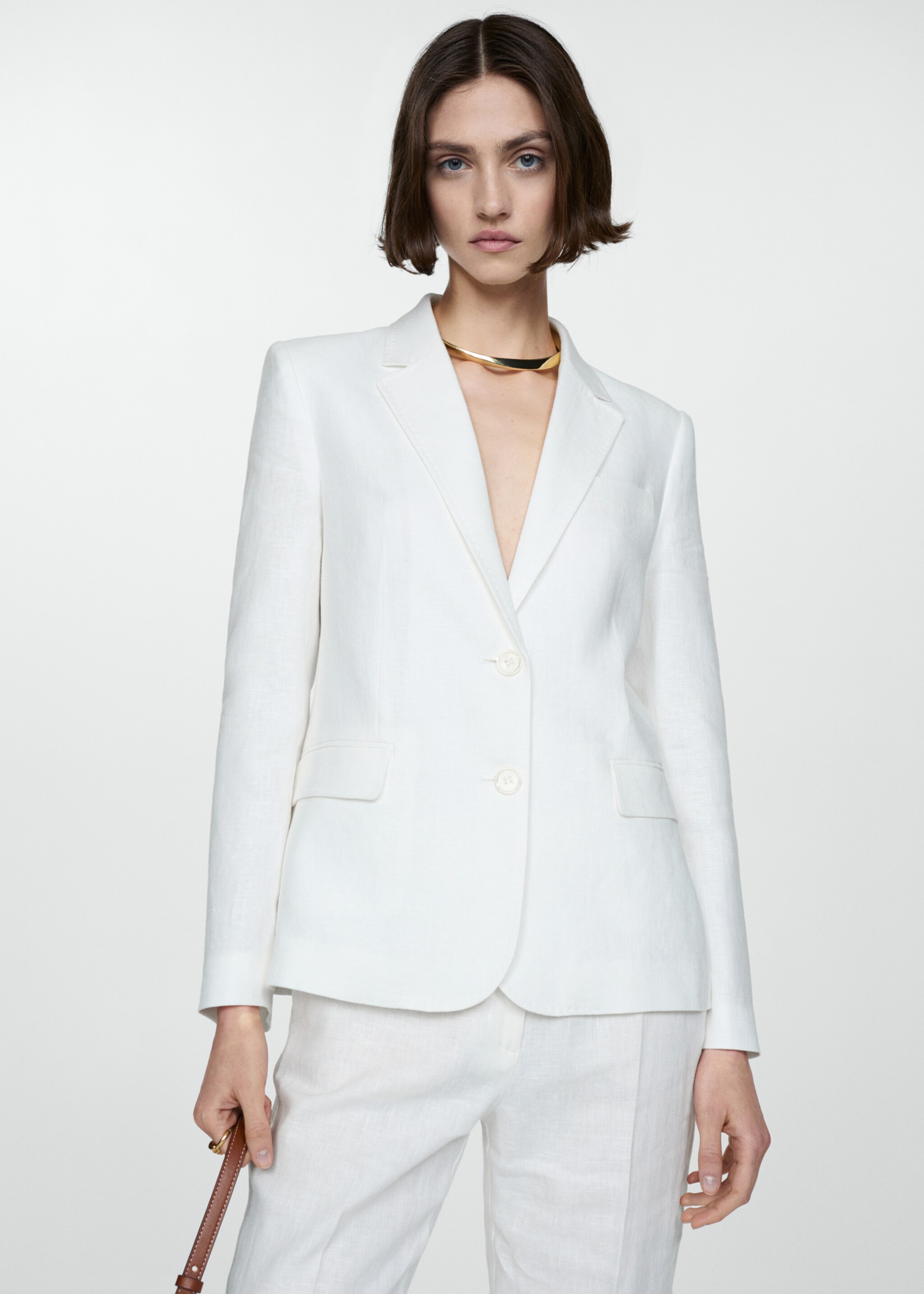 Keten blazer ceket - Orta plan