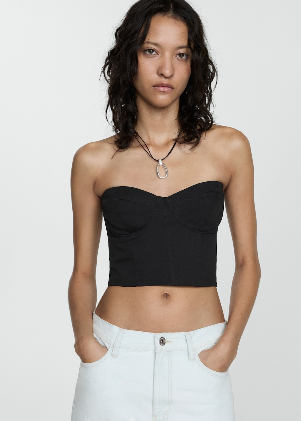 Strapless cropped top