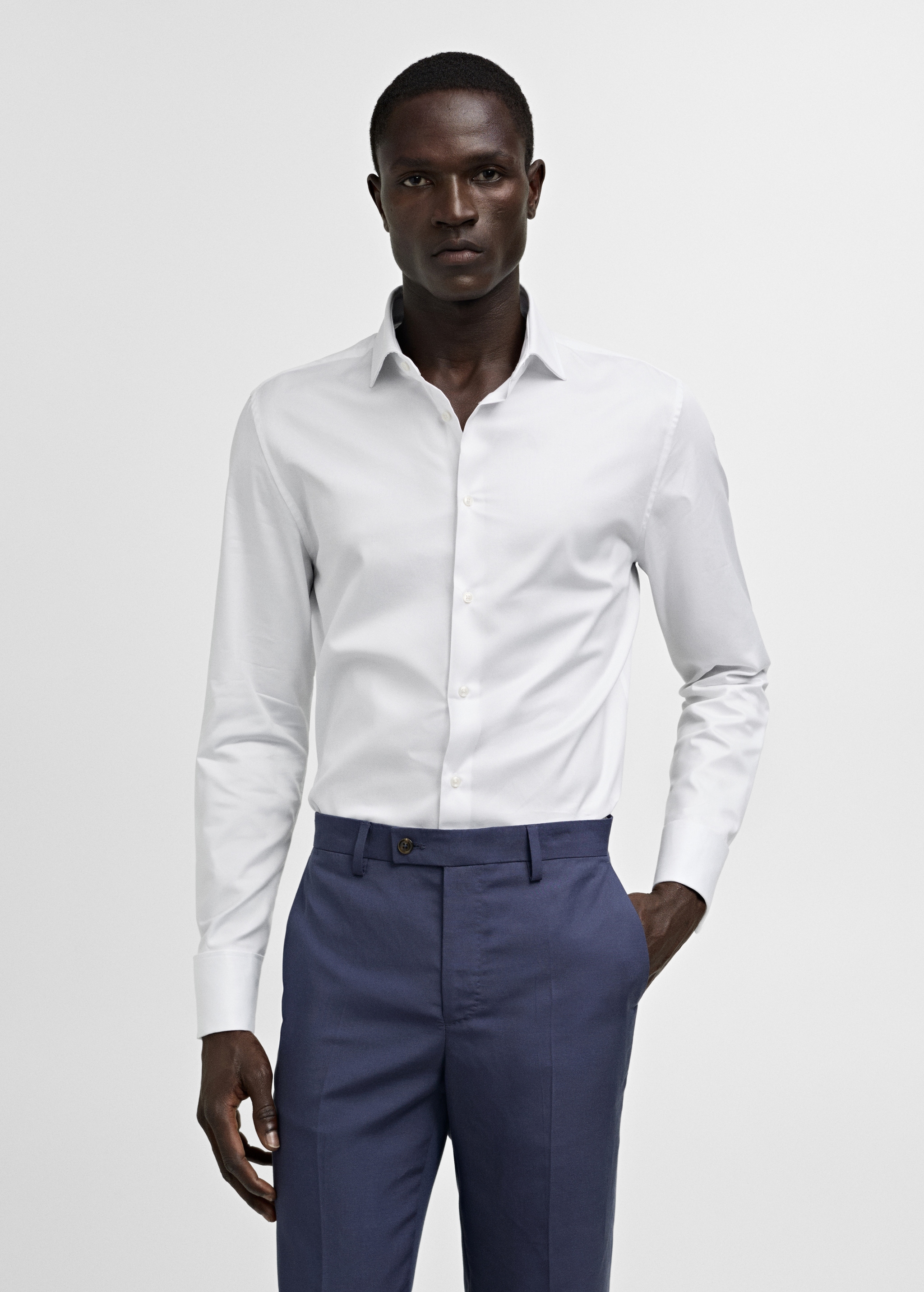 Slim Fit Camisa Blanca Hombre Xxl Camisa Gemelos Traje Slim Fit