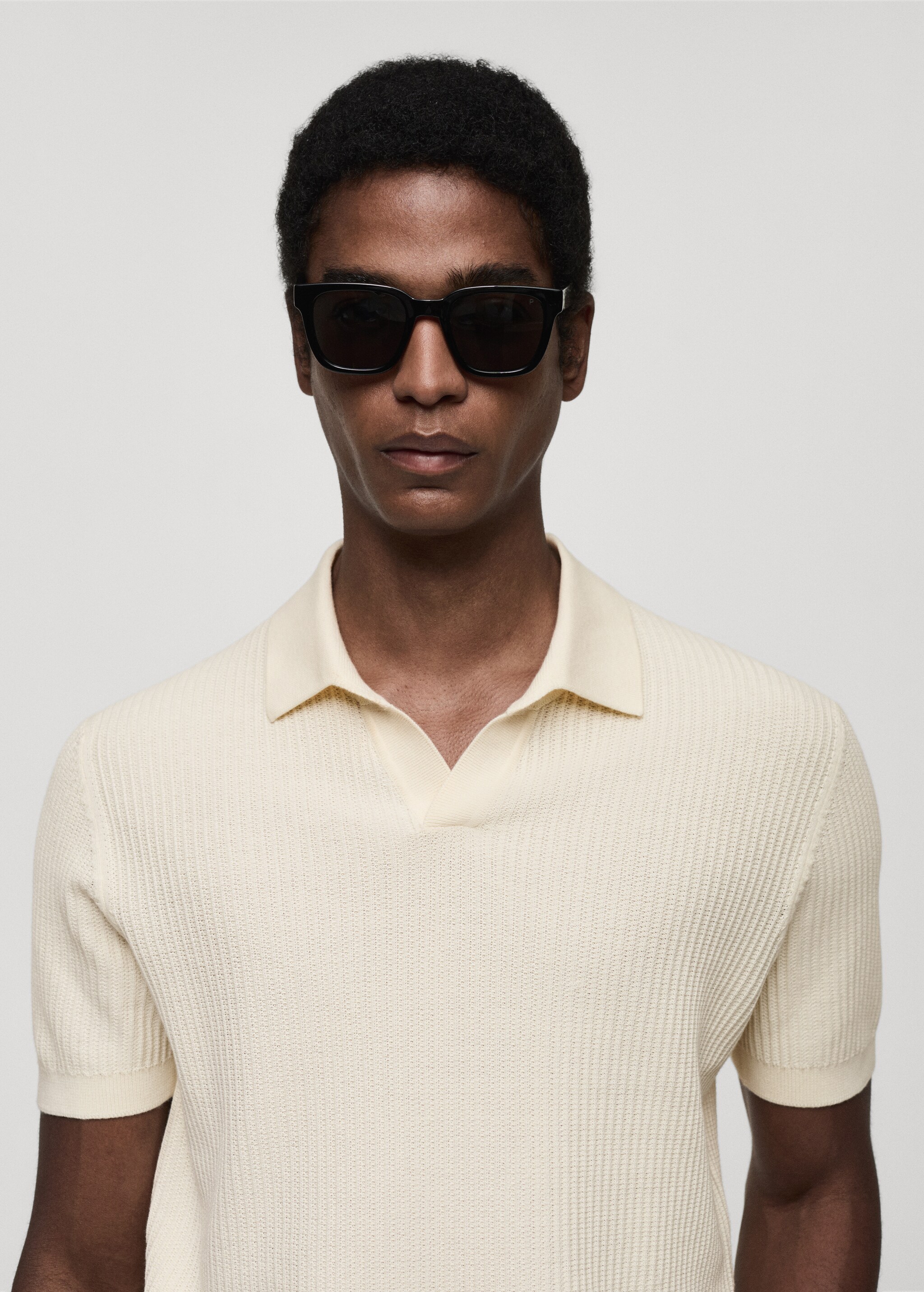 Ribbed cotton polo shirt - Details of the article 1