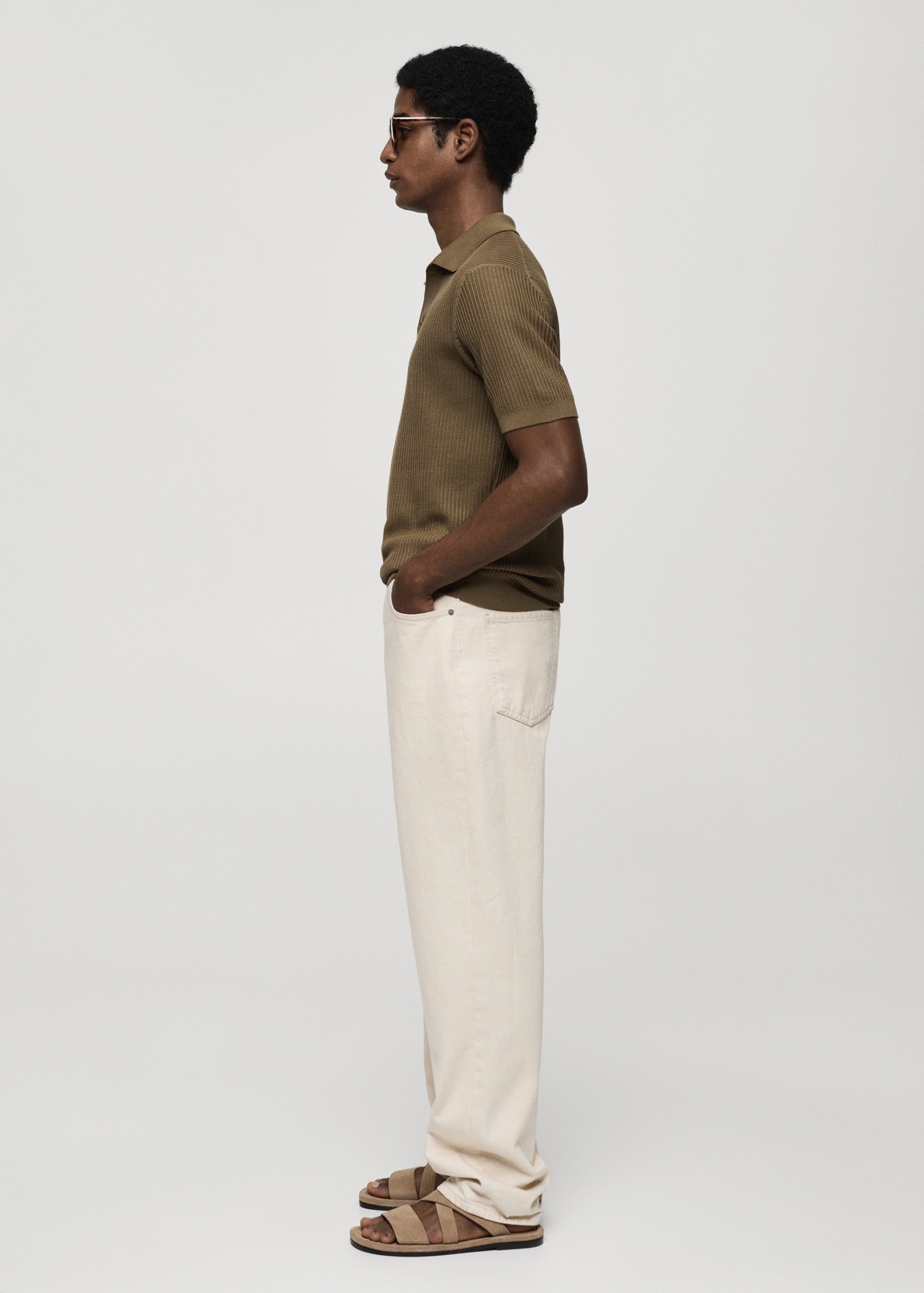 Geribd gebreid katoenen poloshirt - Detail van het artikel 2