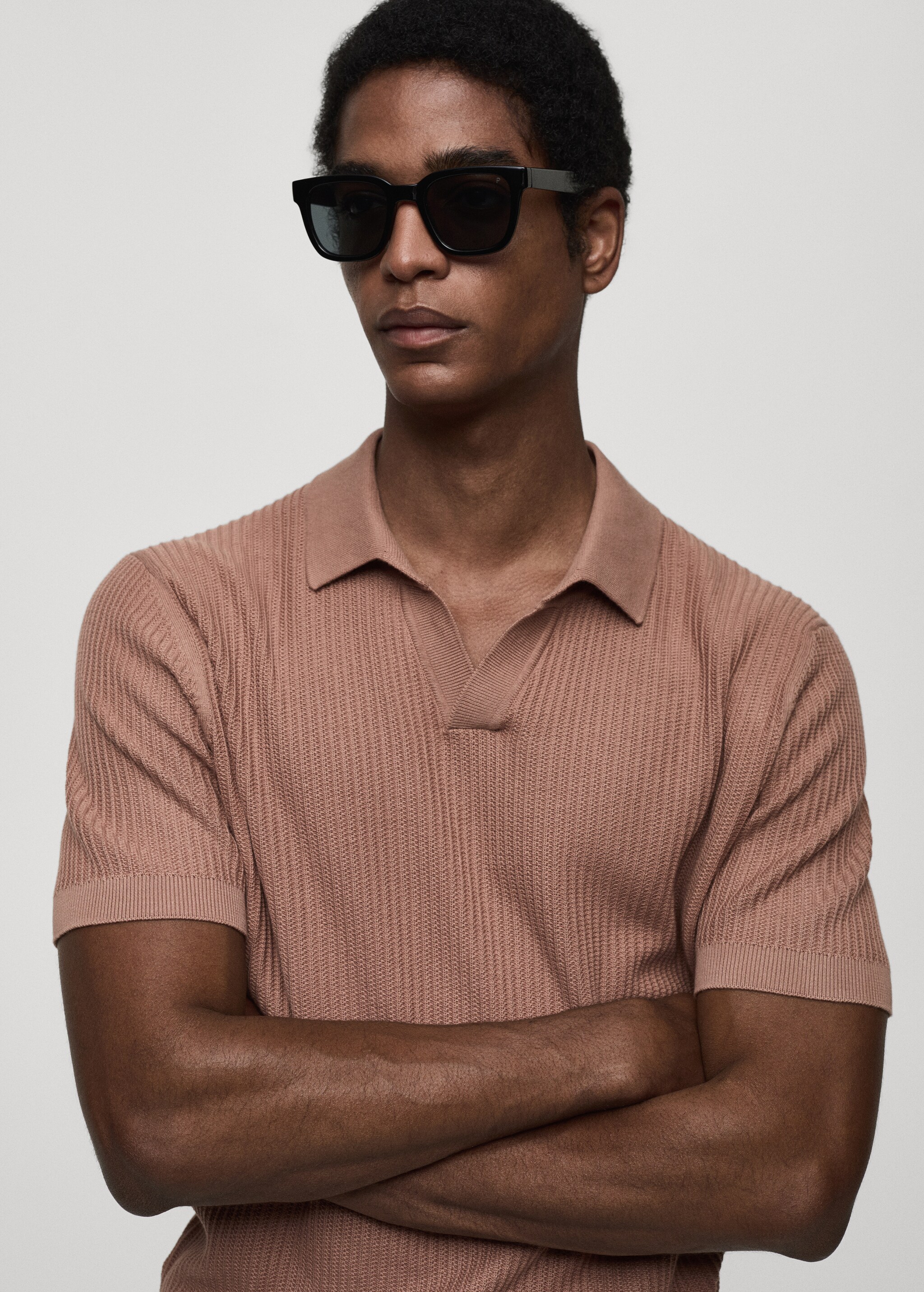 Ribbed cotton polo shirt - Details of the article 1
