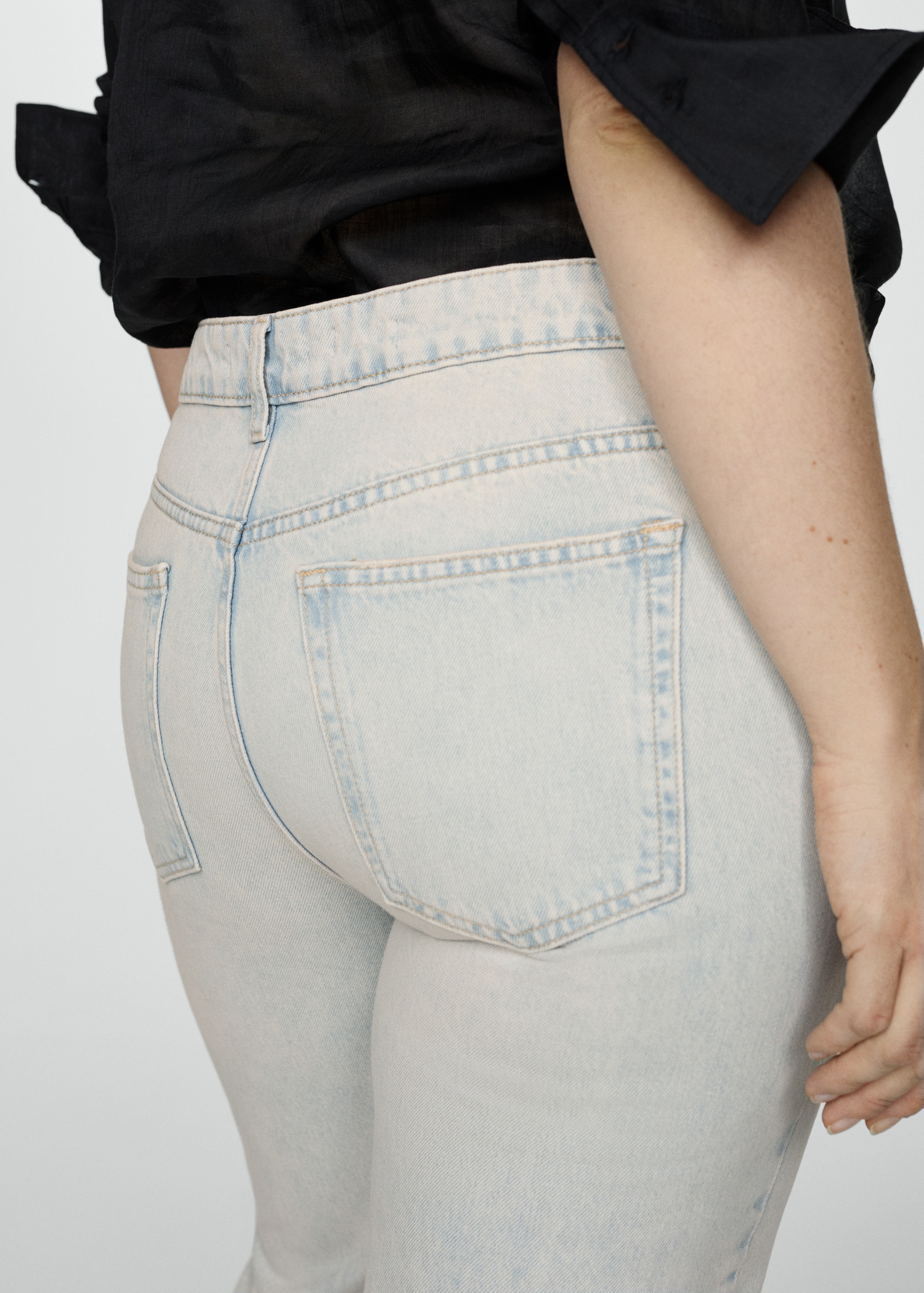 Beyaz düz kesim crop jean - Ürün detayı 5