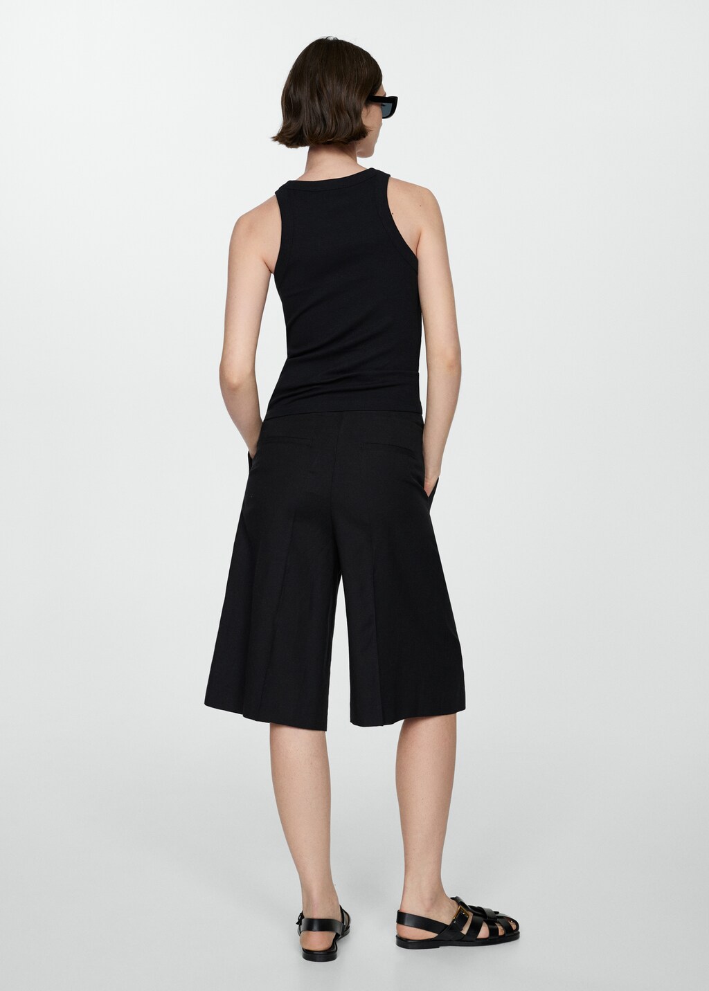 Ribbed cotton-blend top