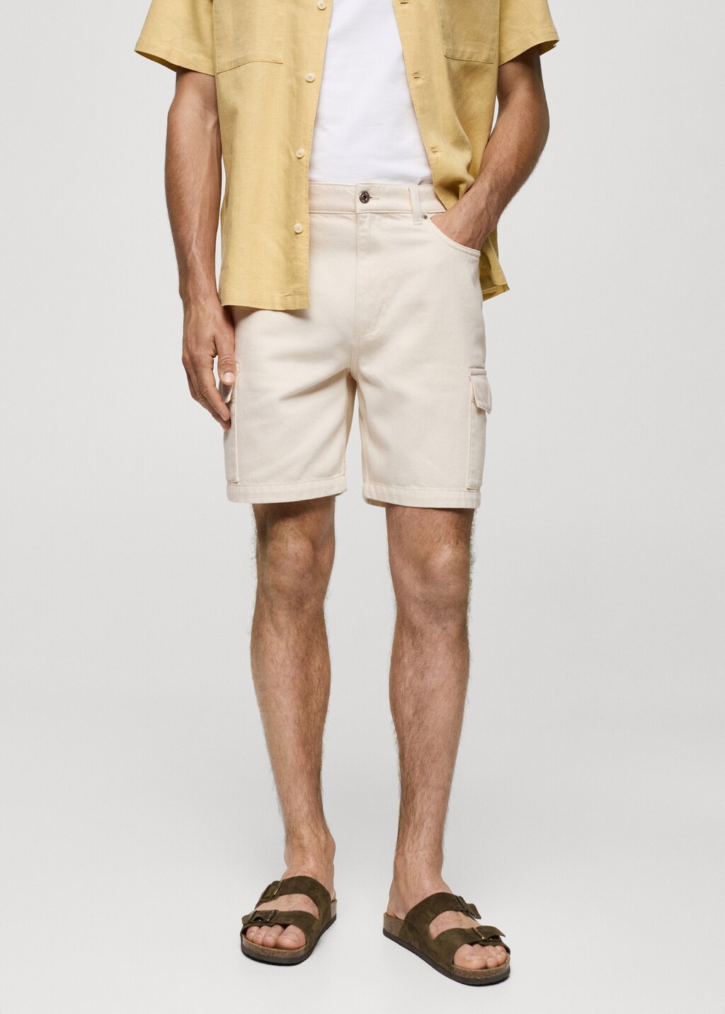 Denim cotton cargo shorts