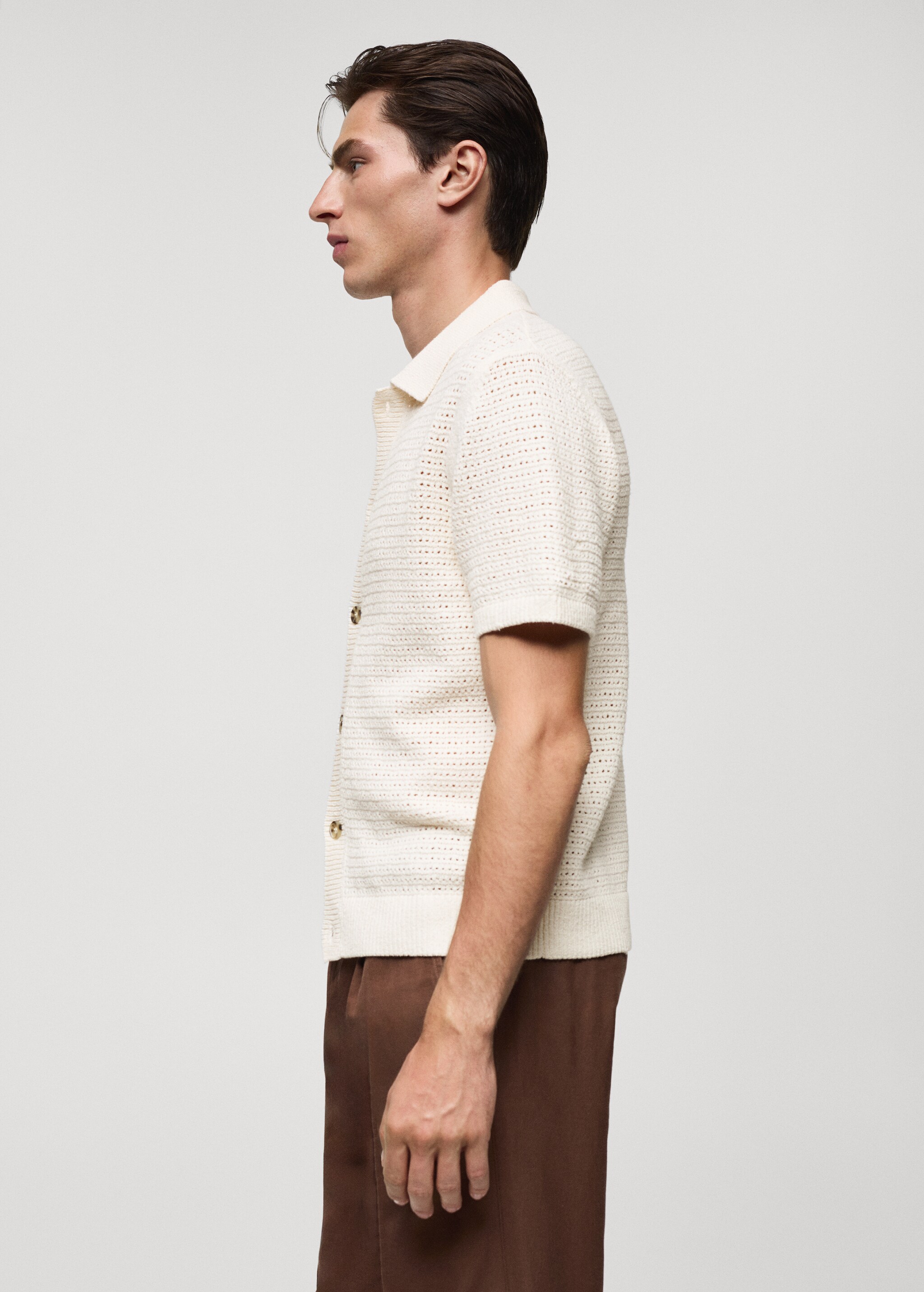 Openwork knit polo with buttons - Details of the article 2