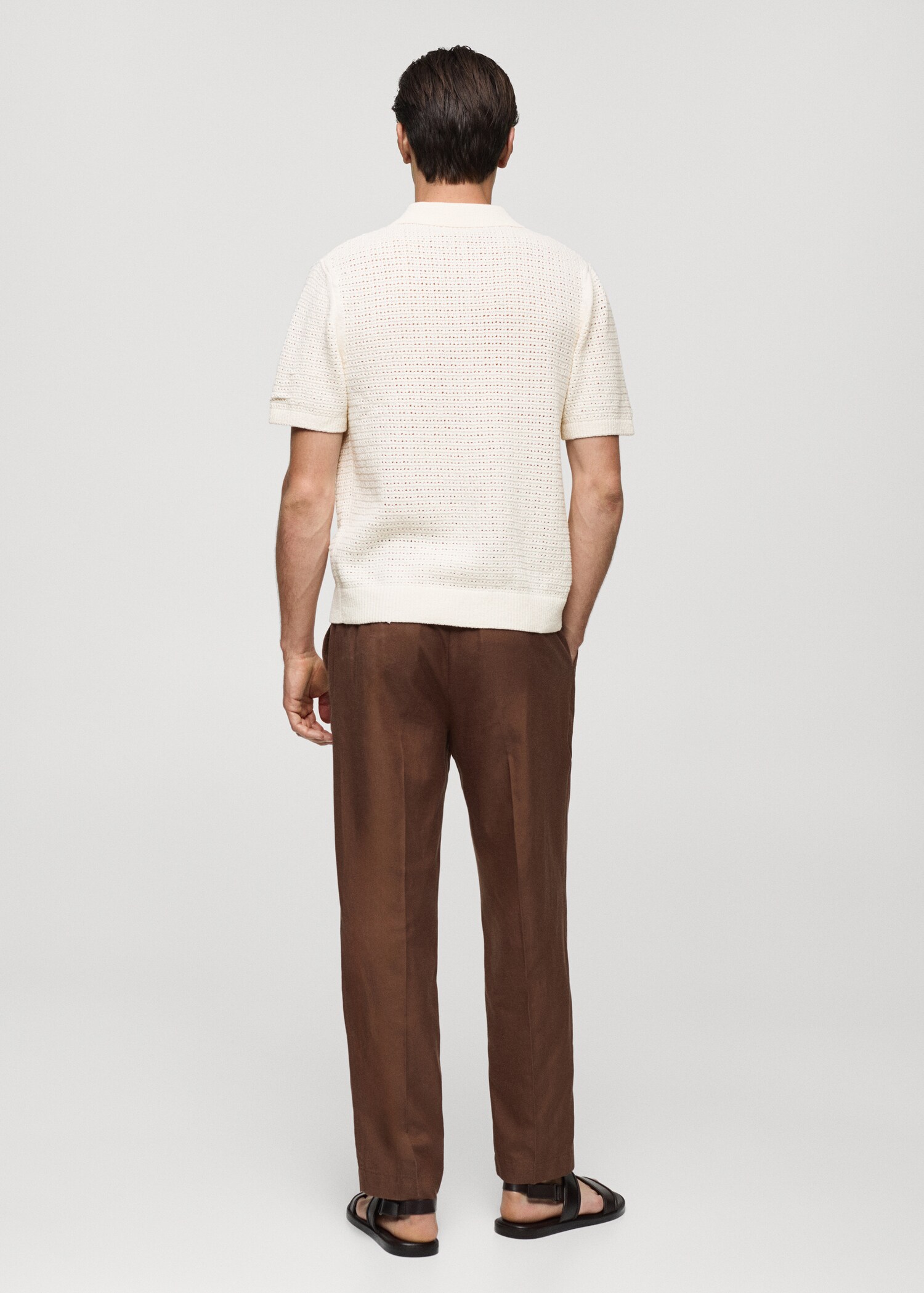 Openwork knit polo with buttons - Reverse of the article