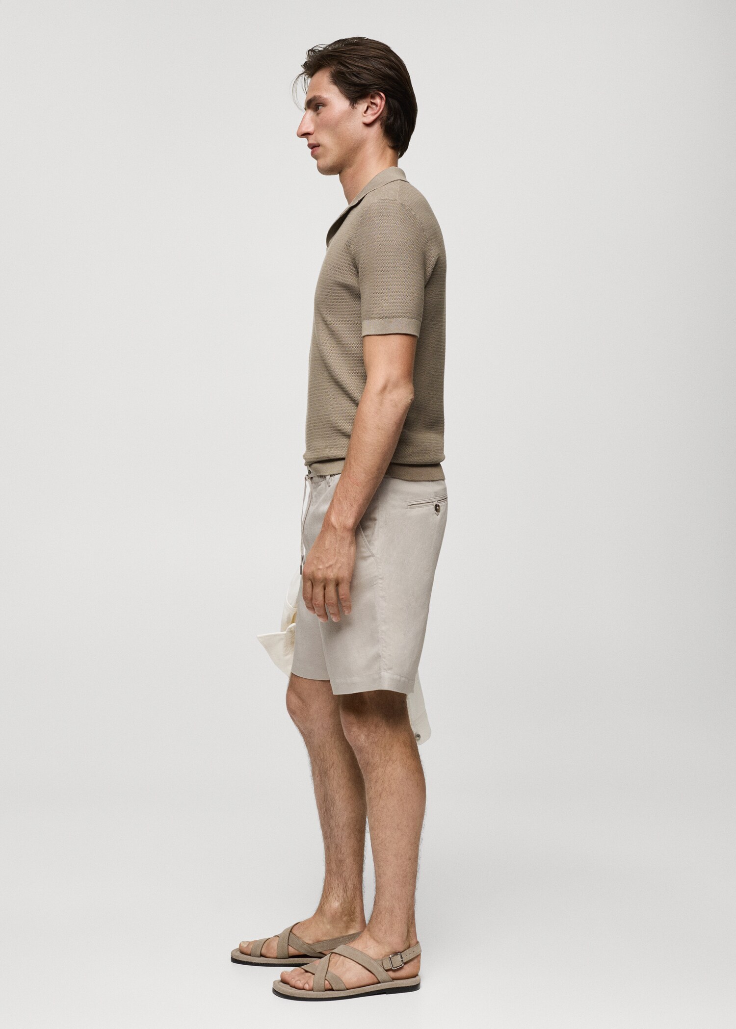 Tencel linen bermuda shorts with drawstring - Details of the article 2