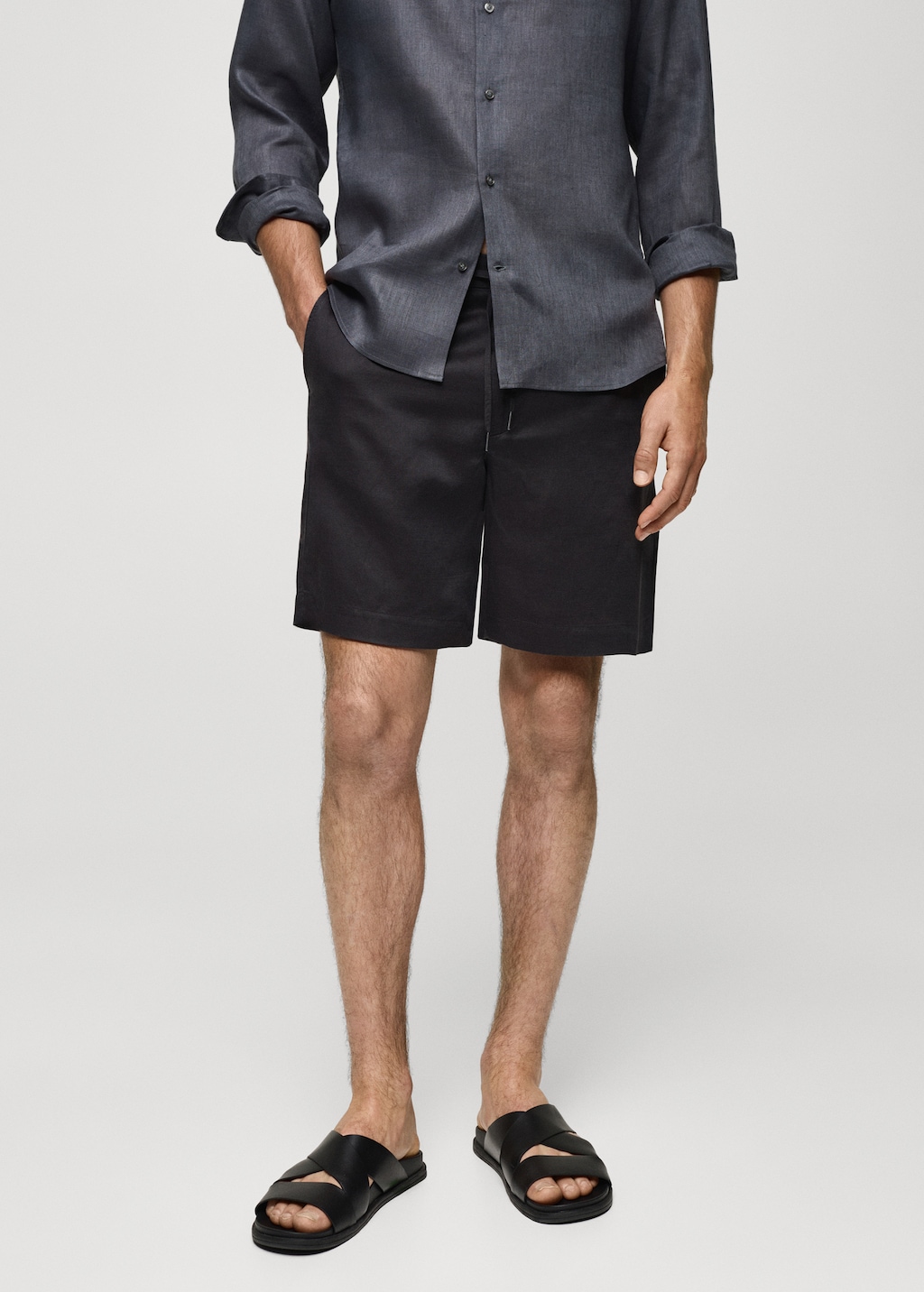 Mango Leinen-Bermudashorts aus Tencel mit Kordelzug