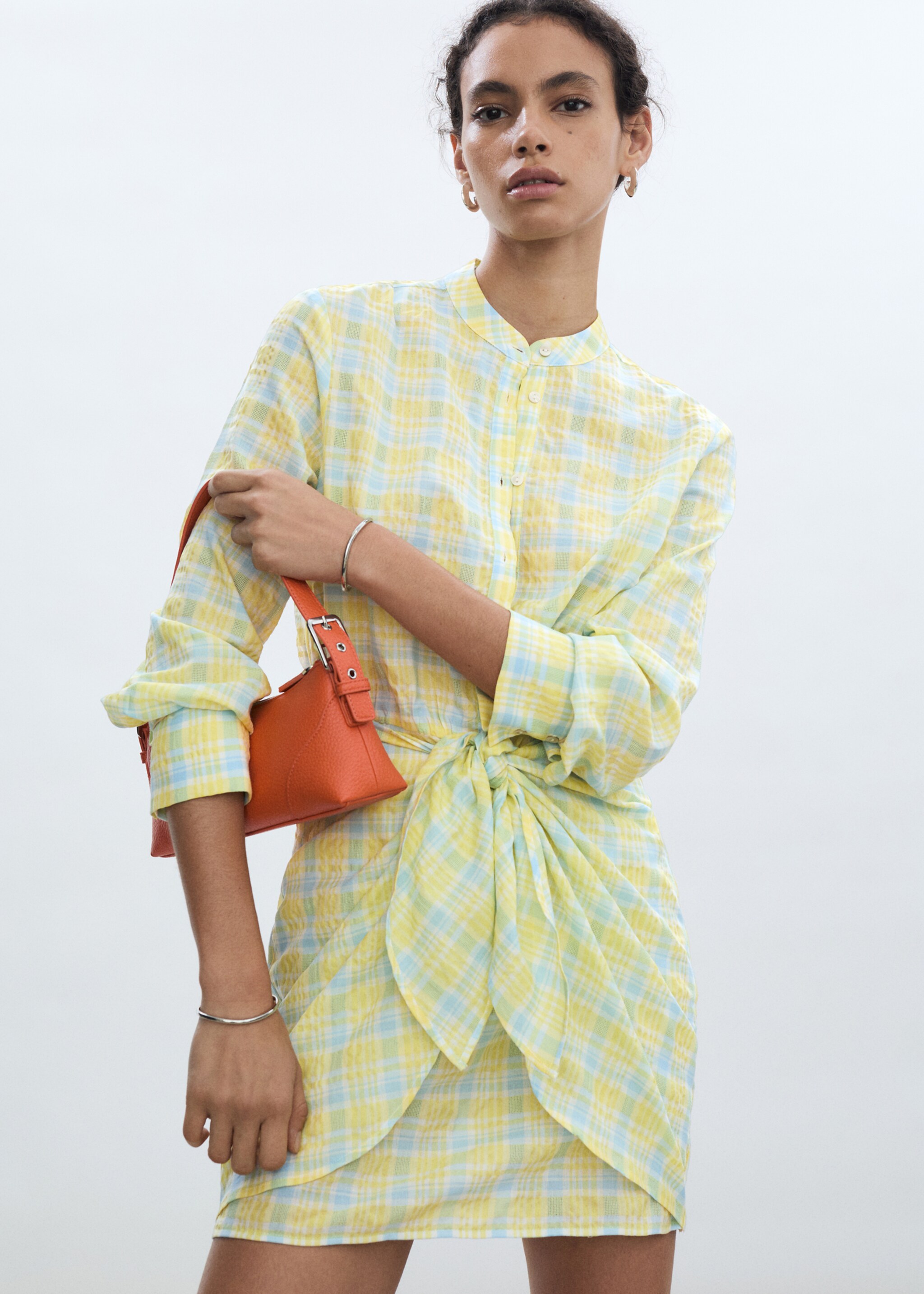 Check bow dress - Medium plane