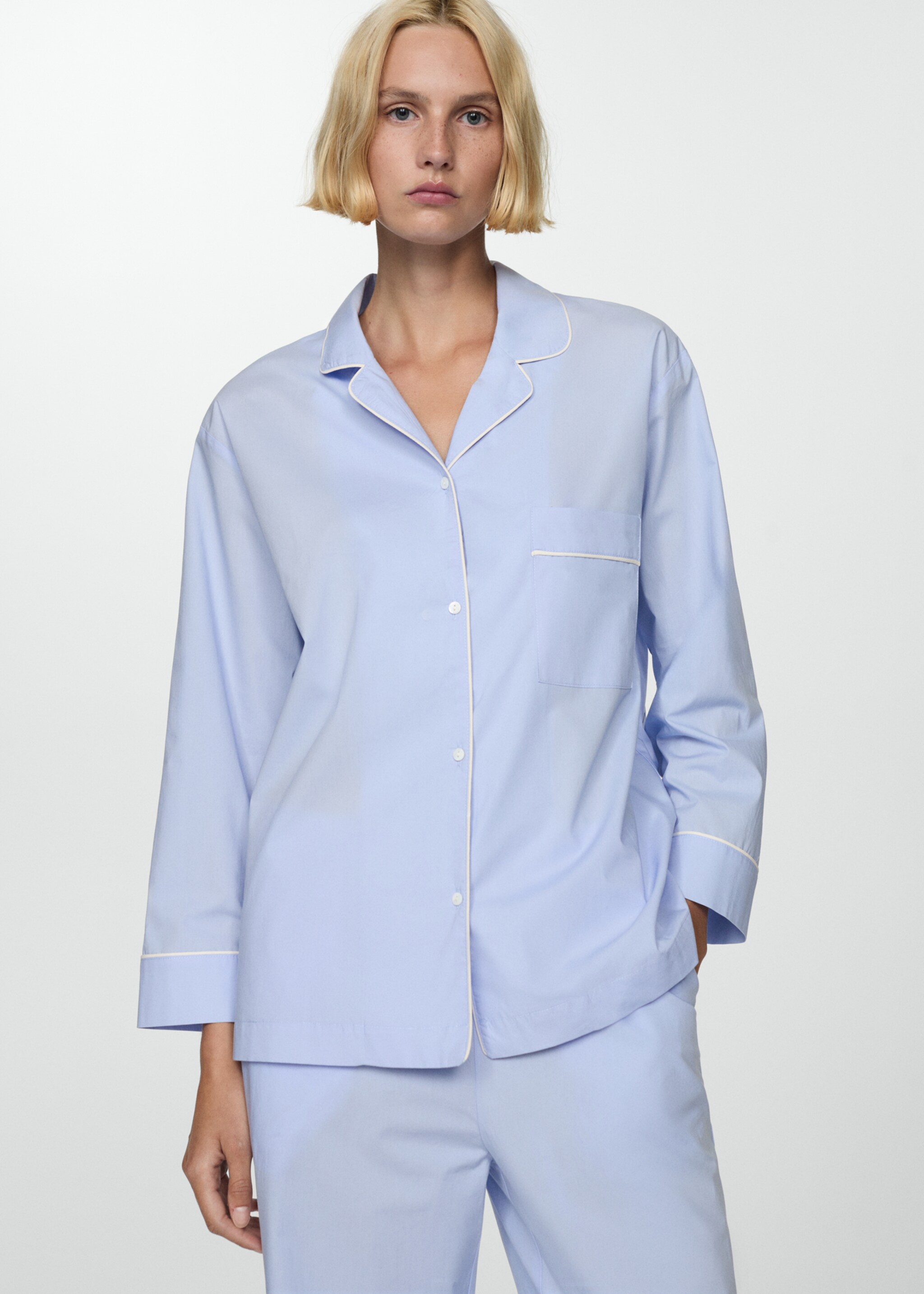 Pajama shirt with contrasting finish - Medium plane