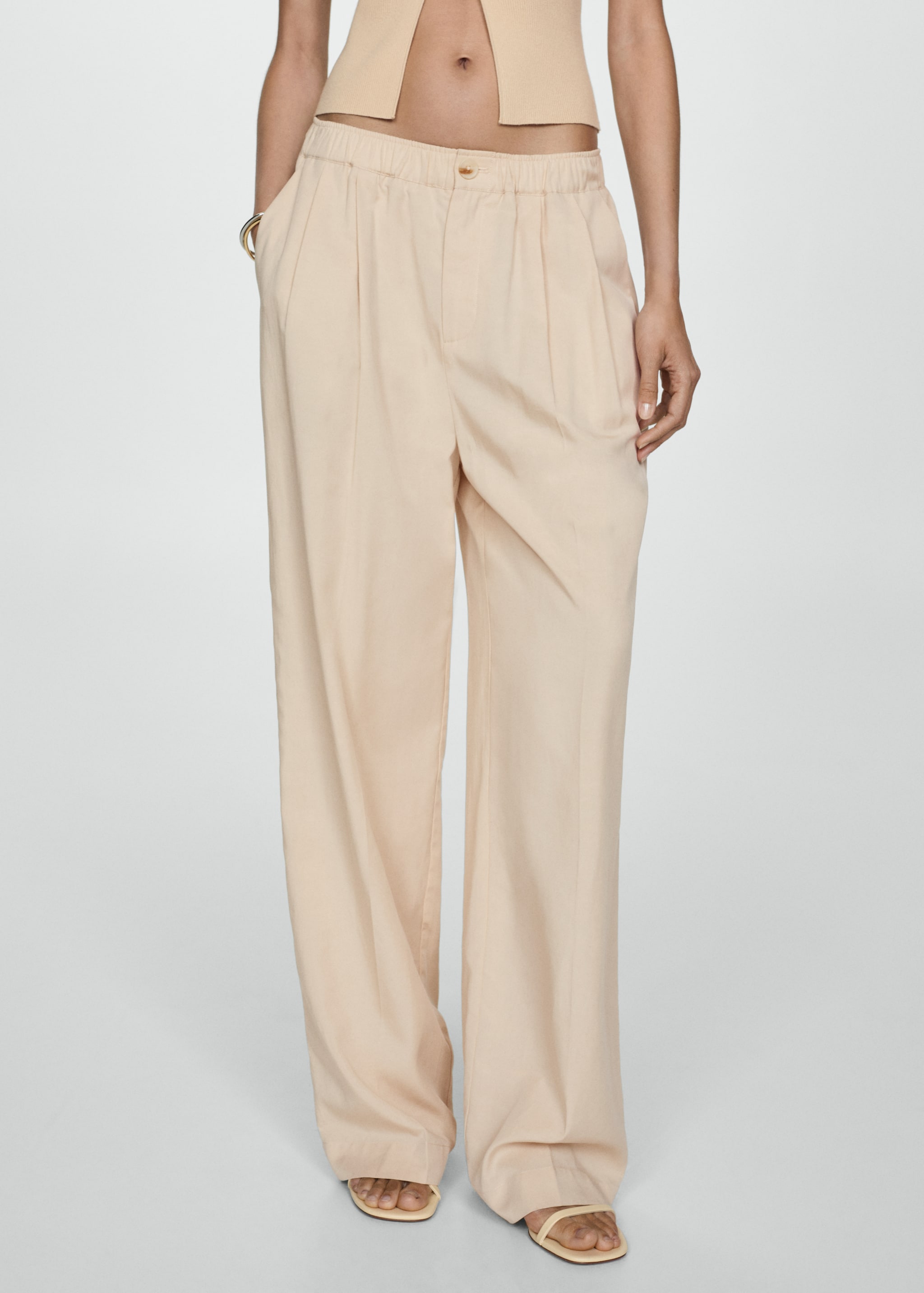 Lyocell pleated trousers