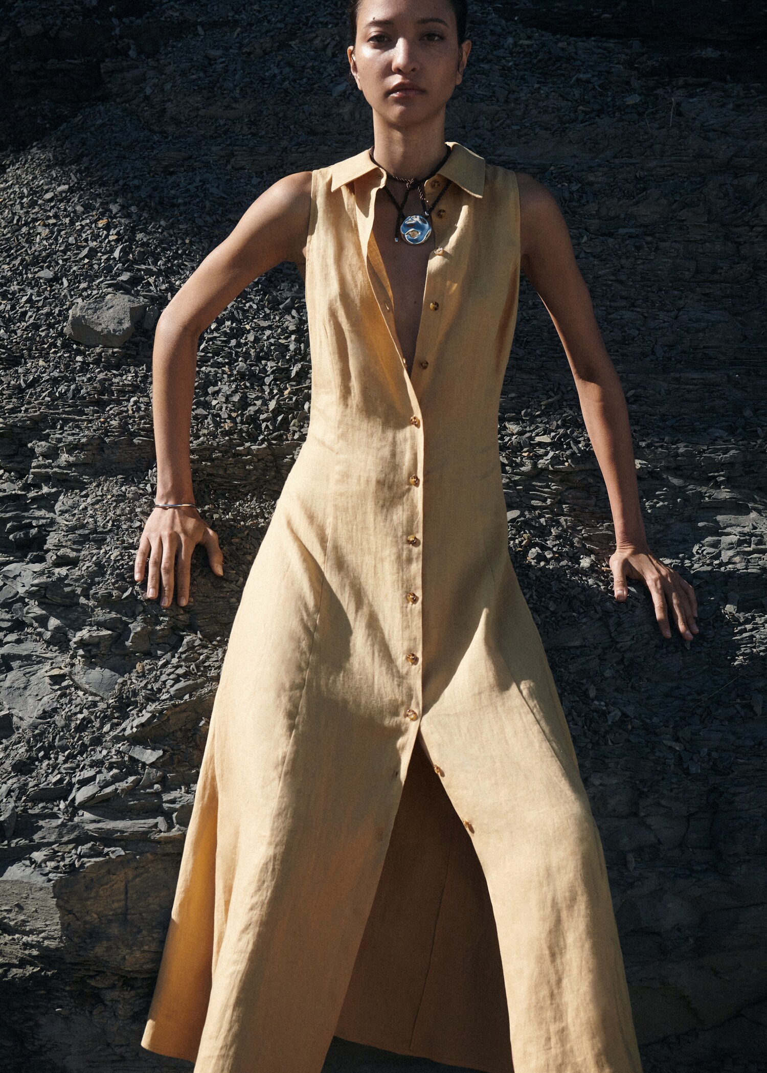 Linen-blend shirt dress - Details of the article 6