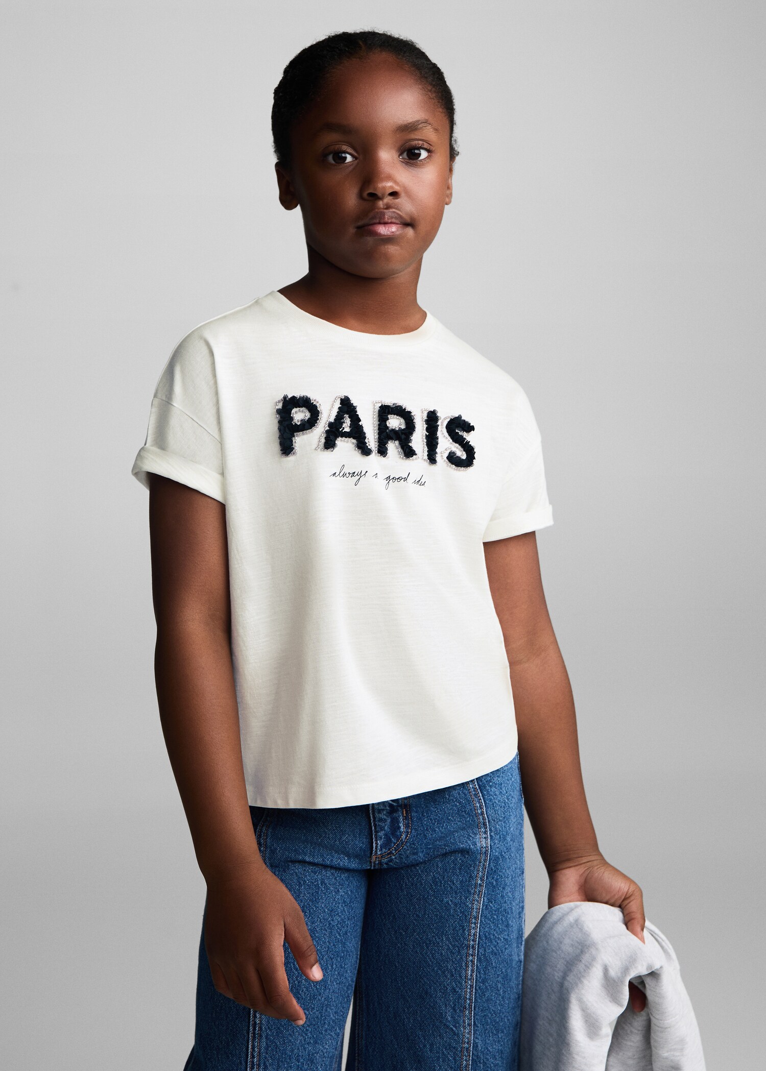Bead printed T-shirt - Medium plane