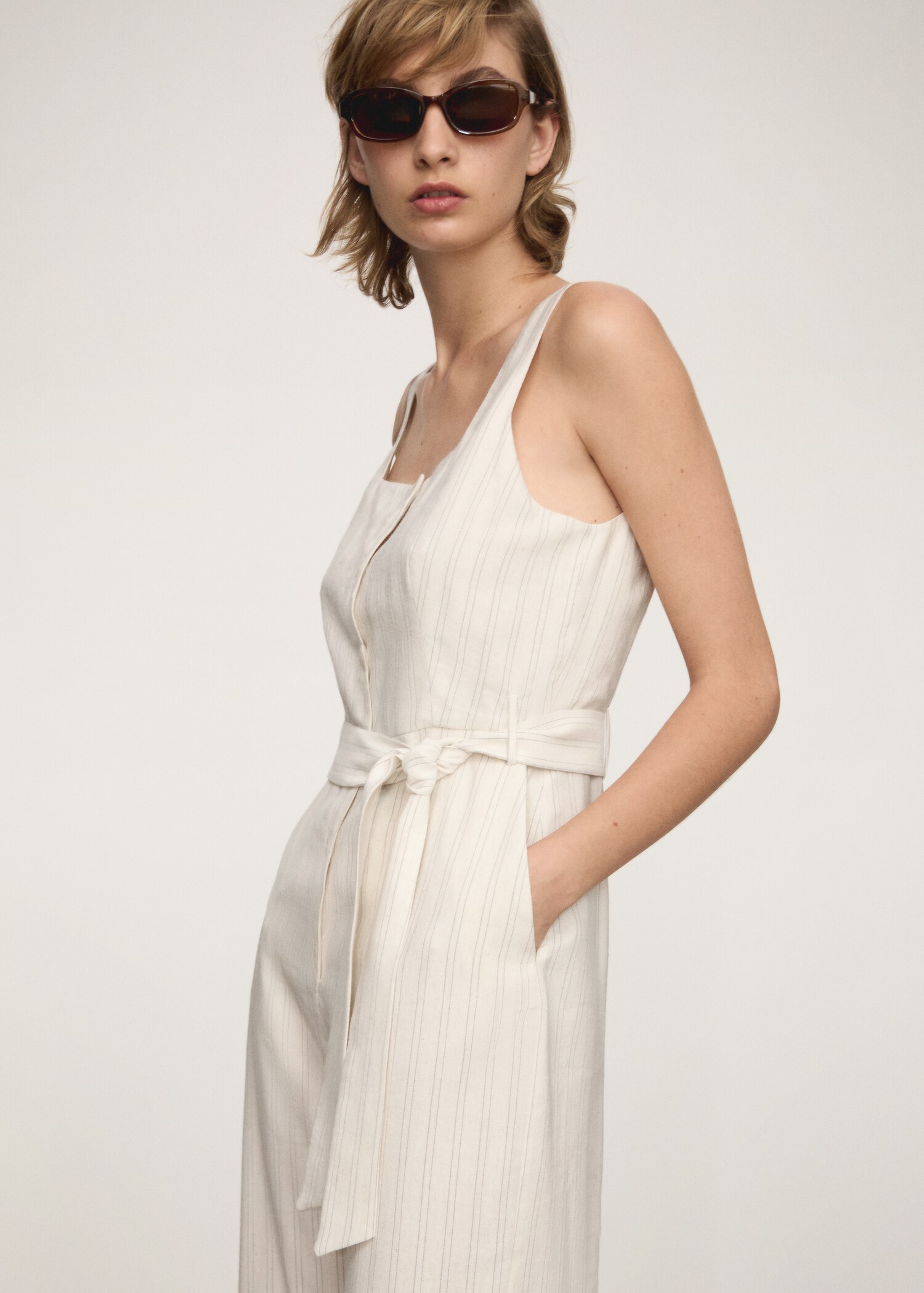 Striped bow jumpsuit - Medium plane