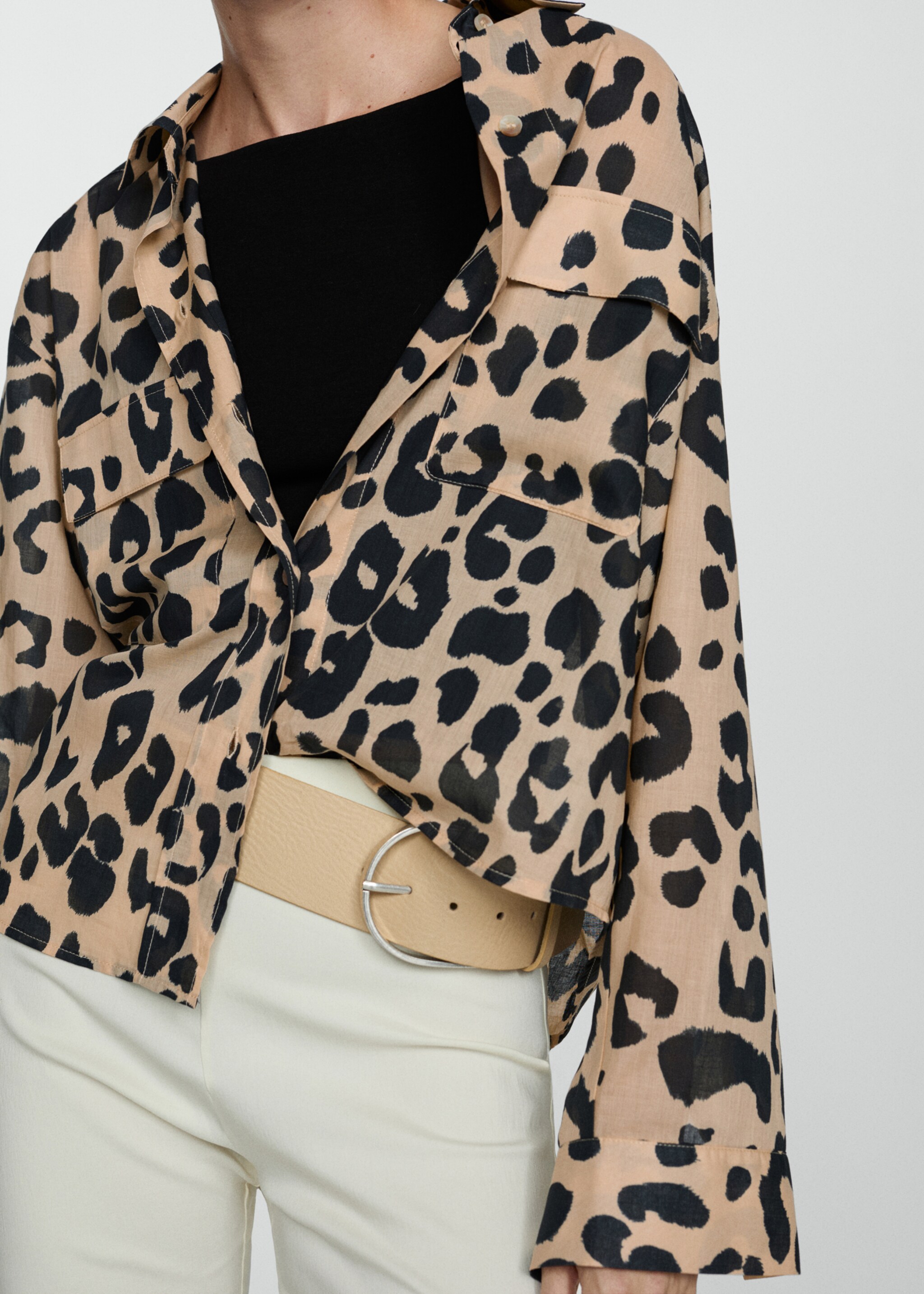 Animal print shirt - Medium plane, Ecru. Ref: 77083294-00.
