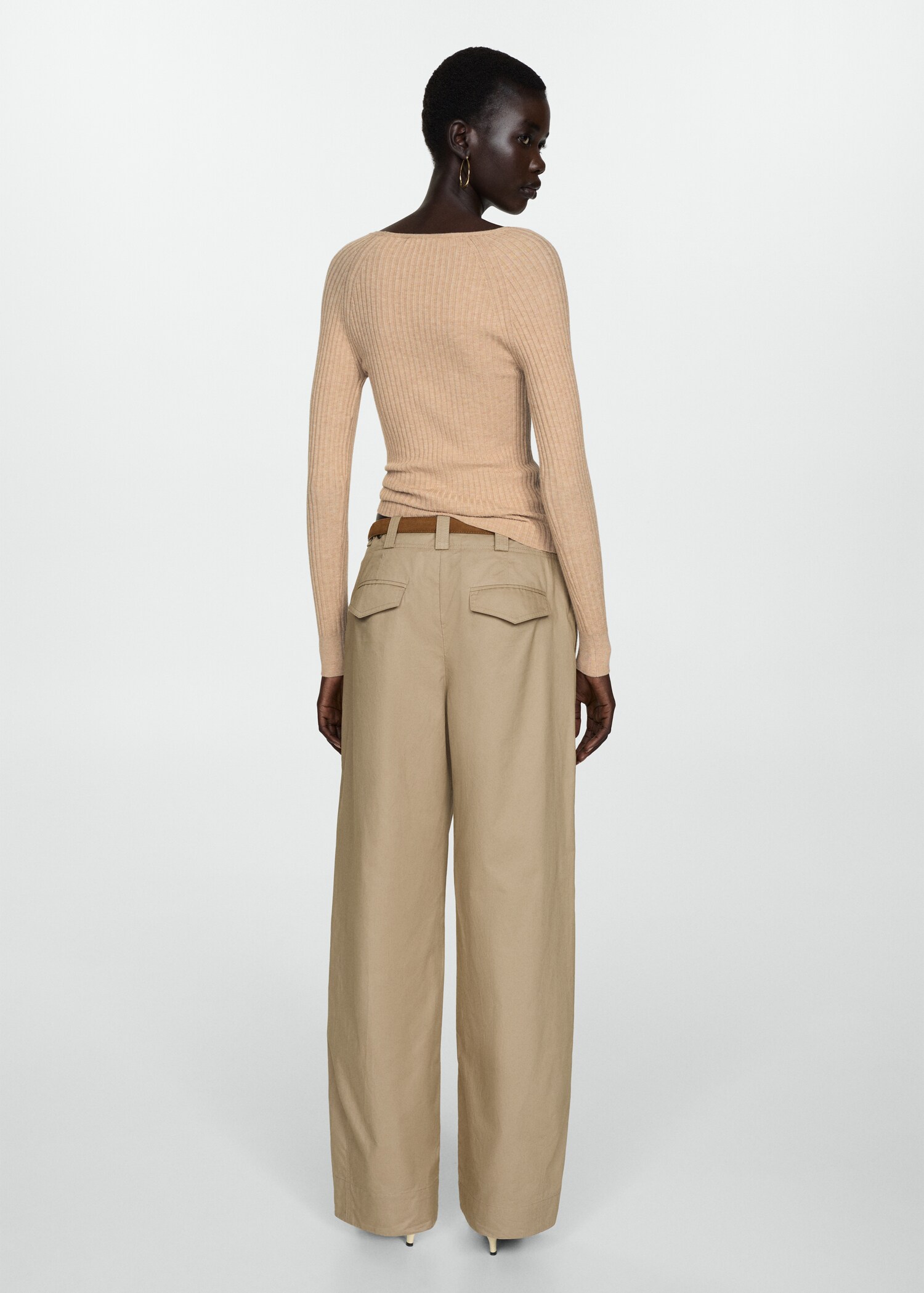 V-neck ribbed knit sweater - Reverse of the article