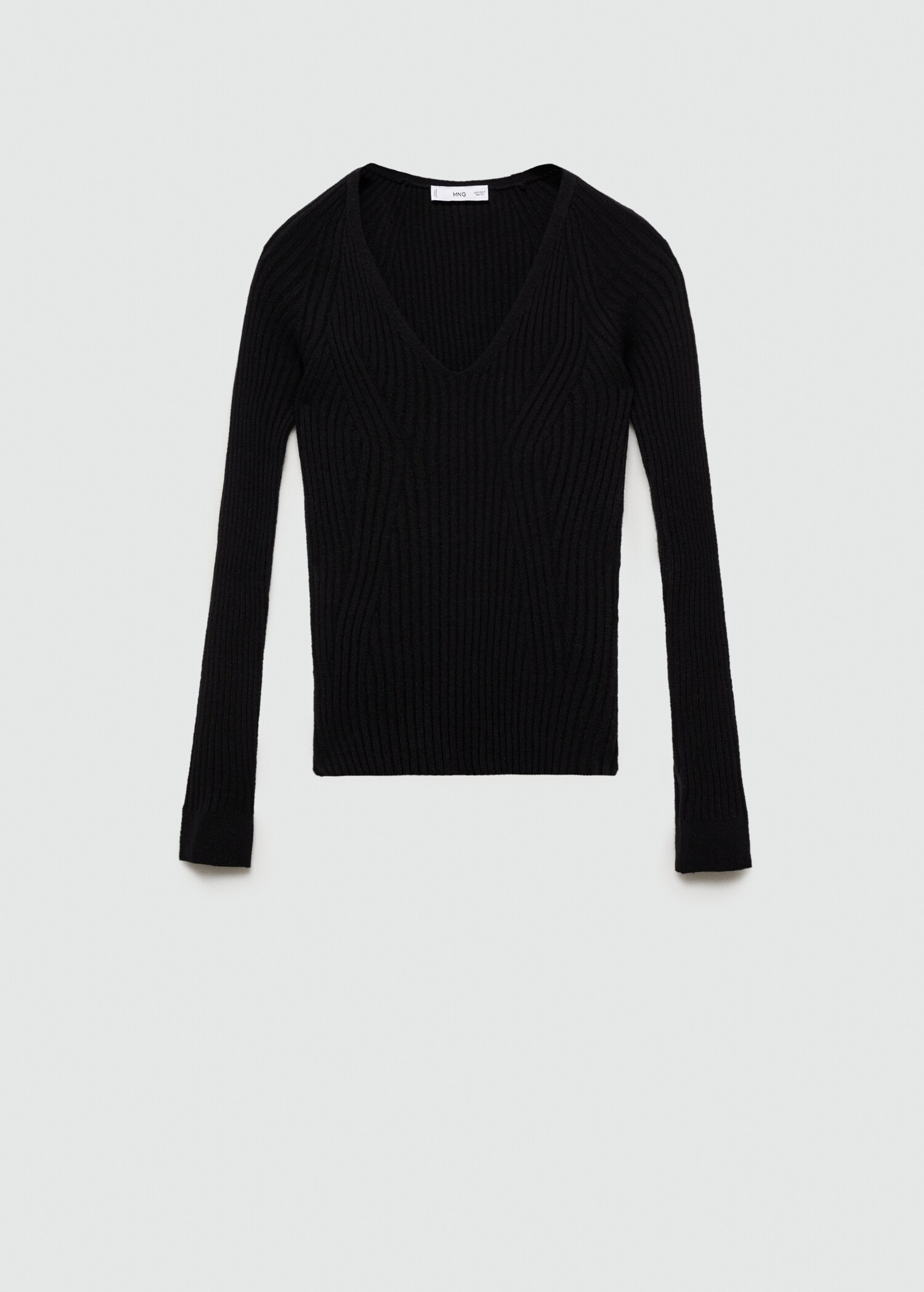 V-neck ribbed knit sweater - Article without model