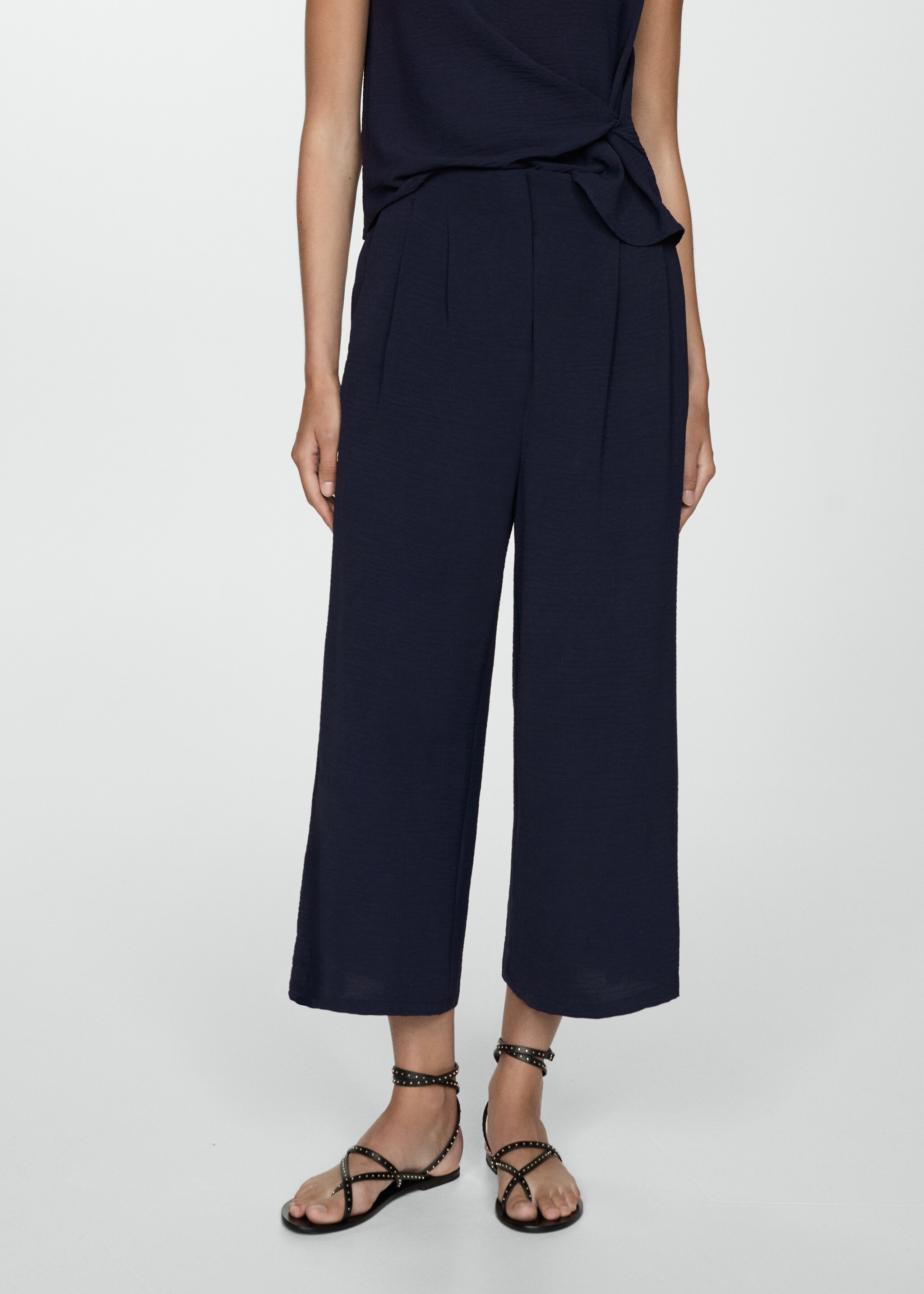 Textured wideleg trousers - Medium plane