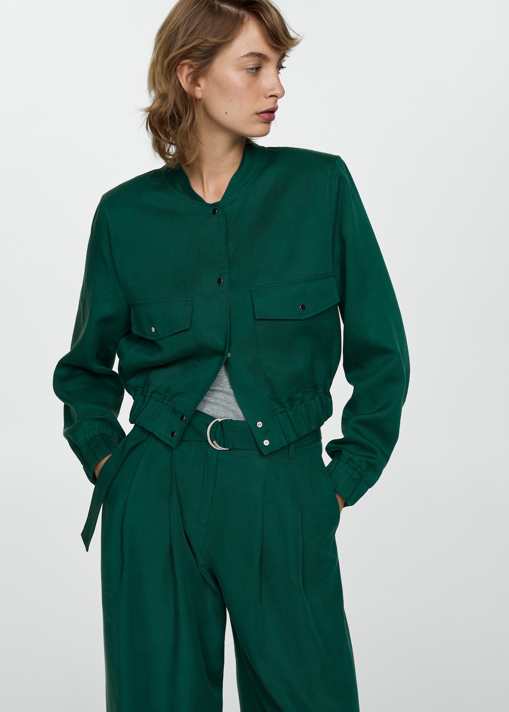 Lyocell trousers with belt - Women | MANGO USA Lyocell trousers with belt - Women | MANGO USA