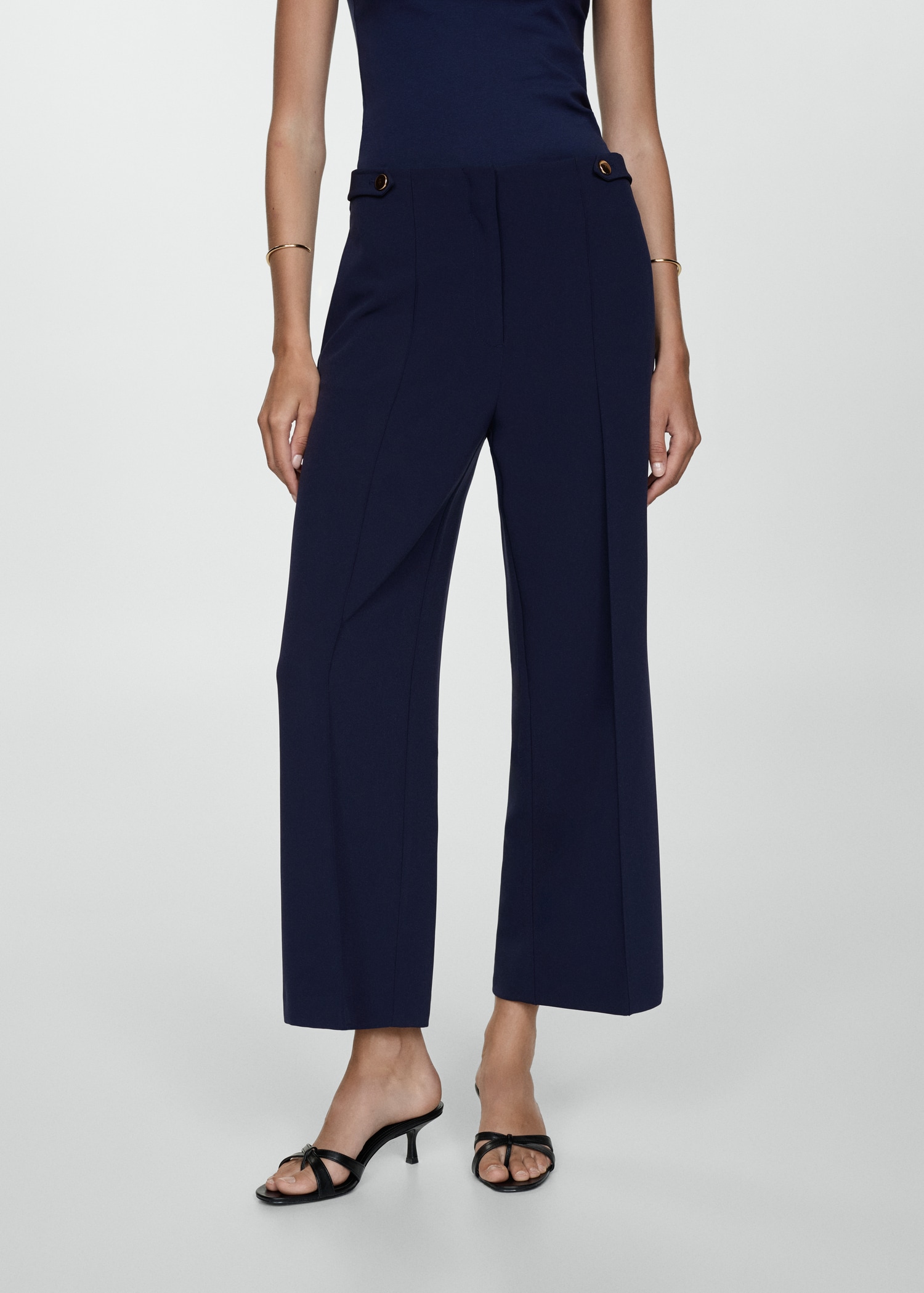 Buttons straight-fit trousers - Medium plane