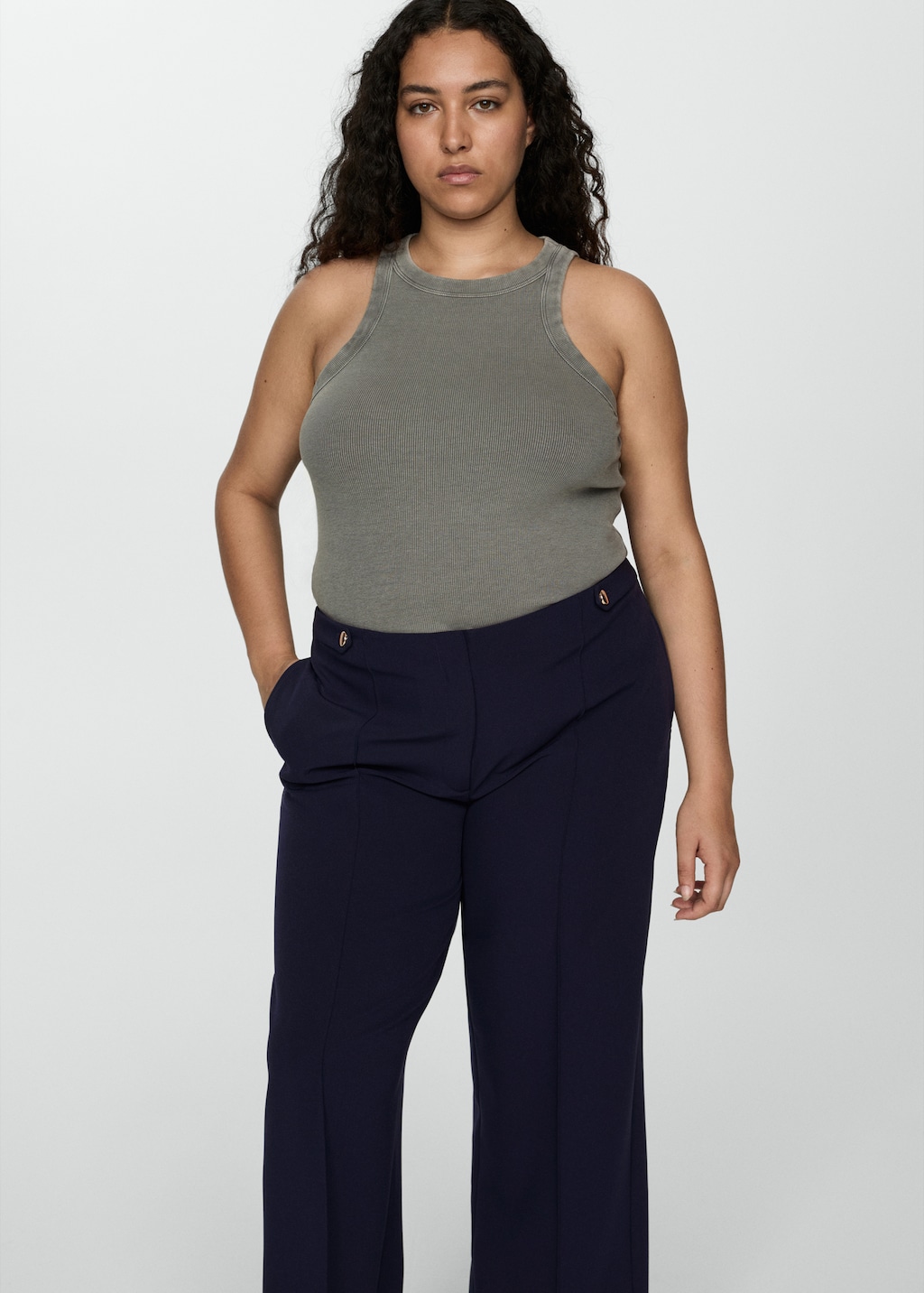Mango Buttons straight-fit trousers thumbnail