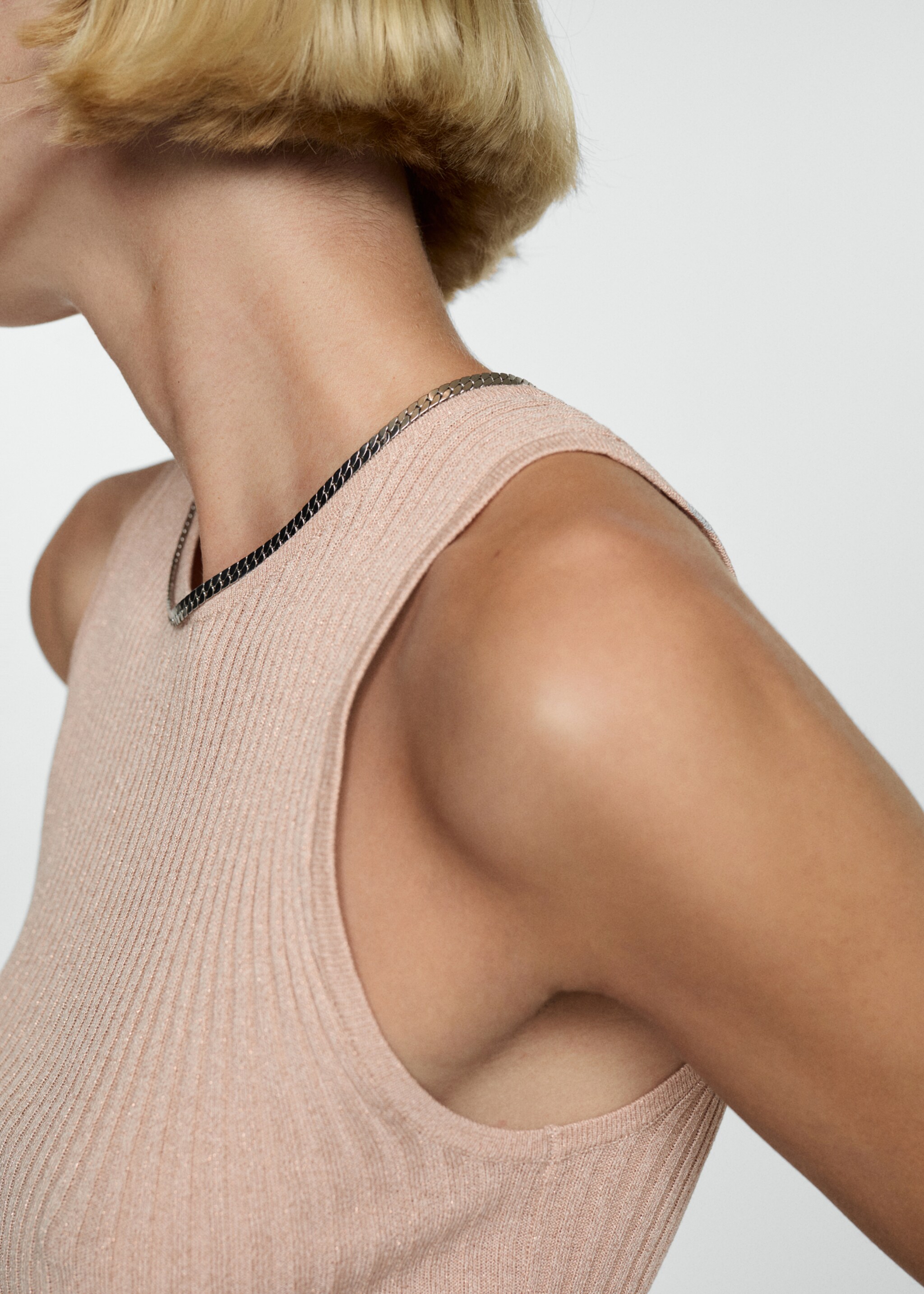 Ribbed knit top - Details of the article 6, Pale Pink. Ref: 77084031-00.