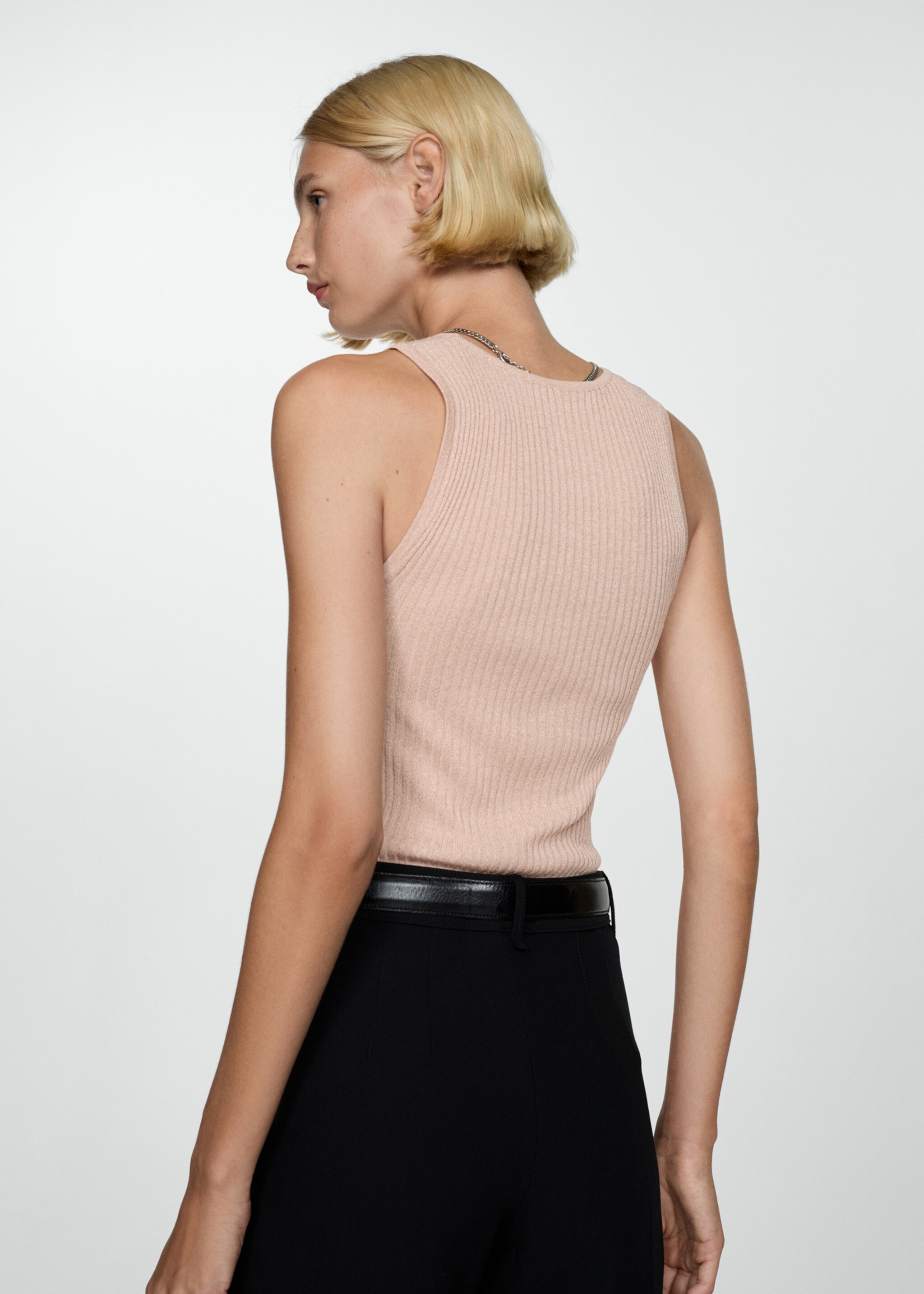 Ribbed knit top - Reverse of the article, Pale Pink. Ref: 77084031-00.
