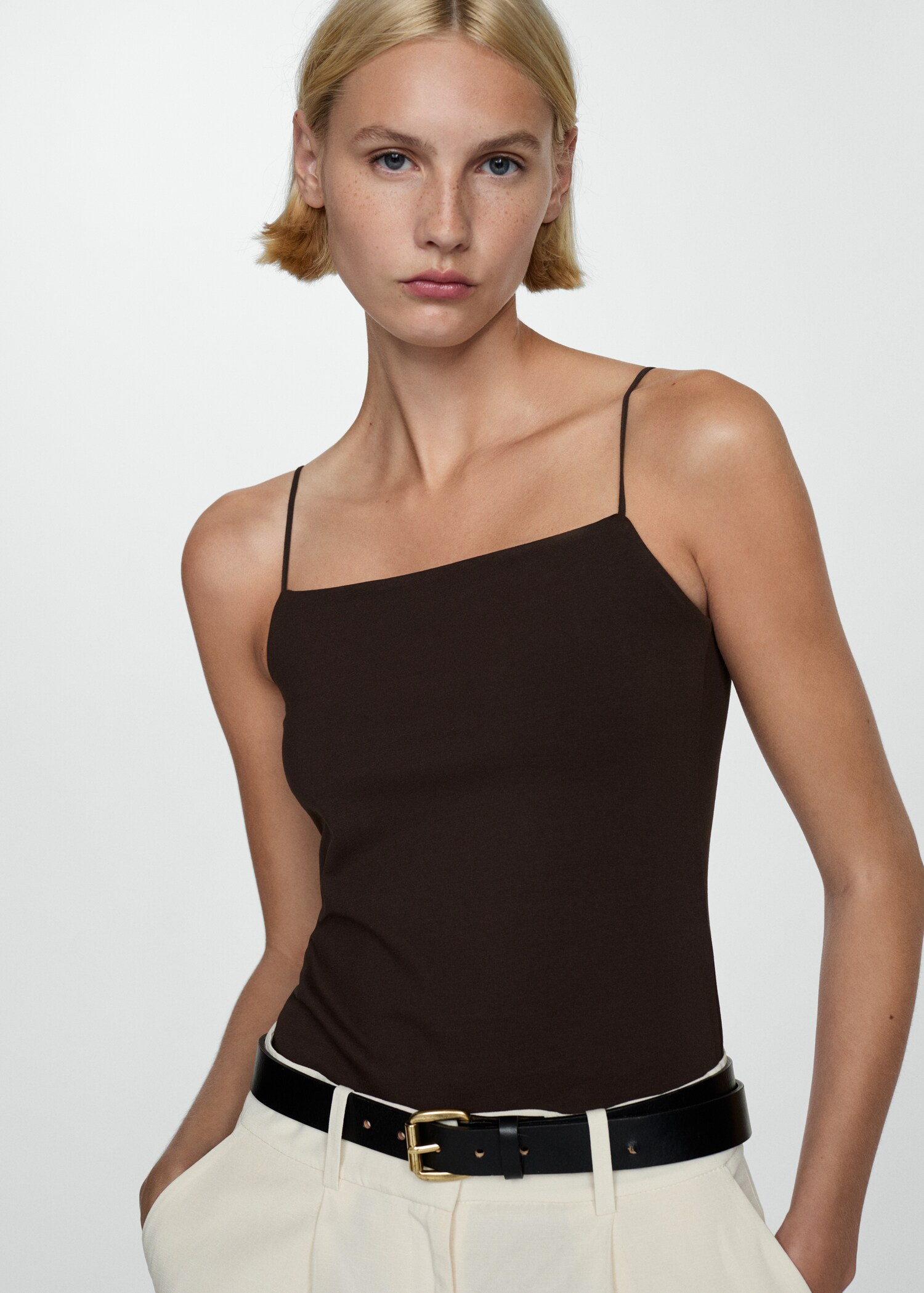 Strapless straight-neck top - Medium plane