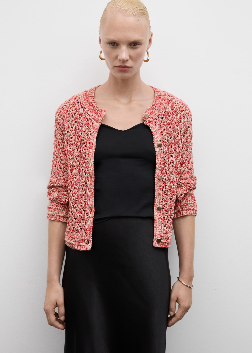 Lurex openwork cardigan