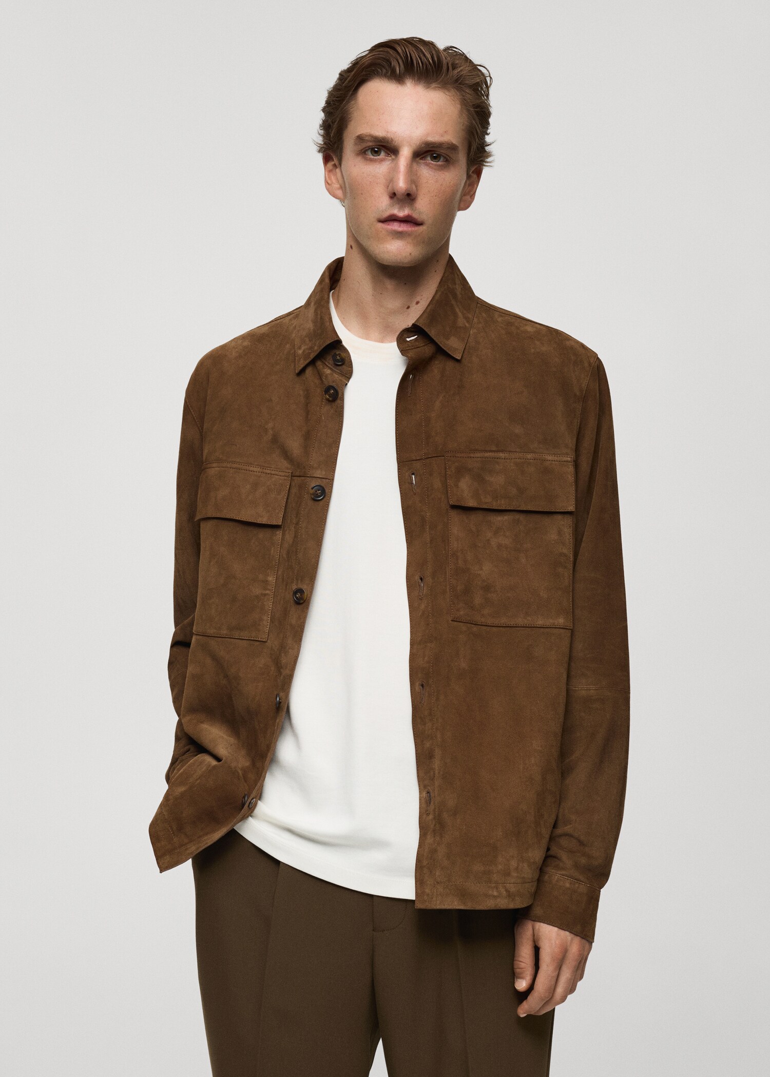 Surchemise 100 % cuir daim poches - Plan moyen