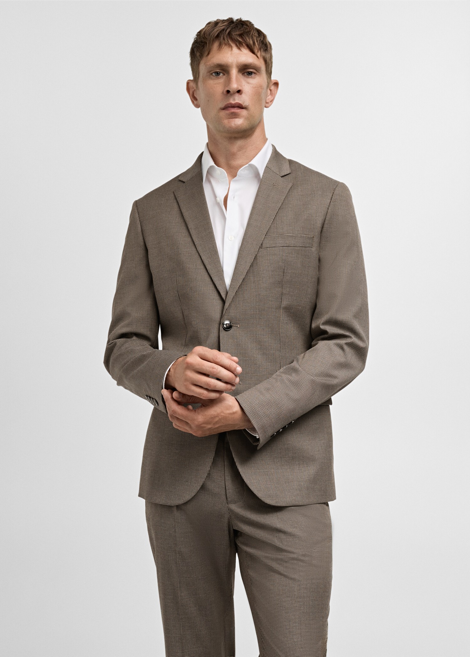 Veste costume super slim-fit structure chevrons - Plan moyen