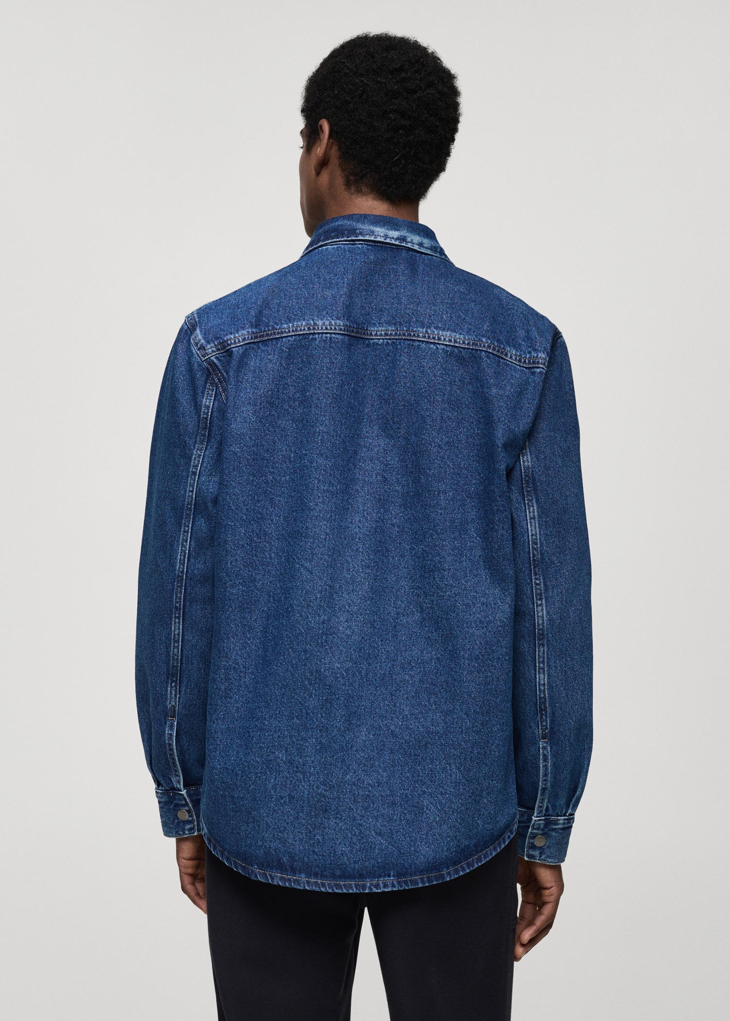 Denim overshirt with pocket - Reverse of the article