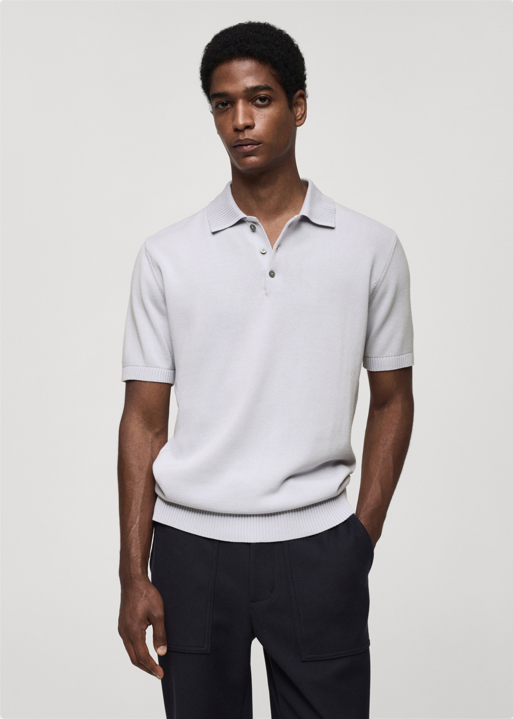 Fine-knit cotton polo shirt - Medium plane