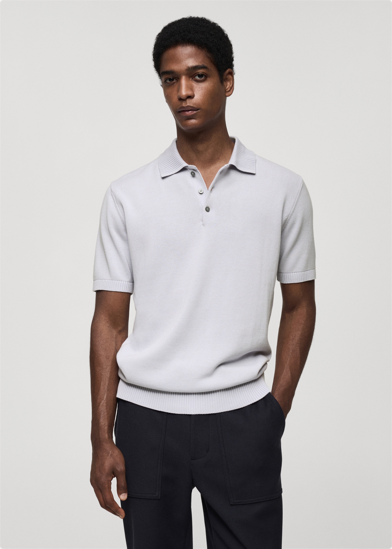 Fine-knit cotton polo shirt - Medium plane